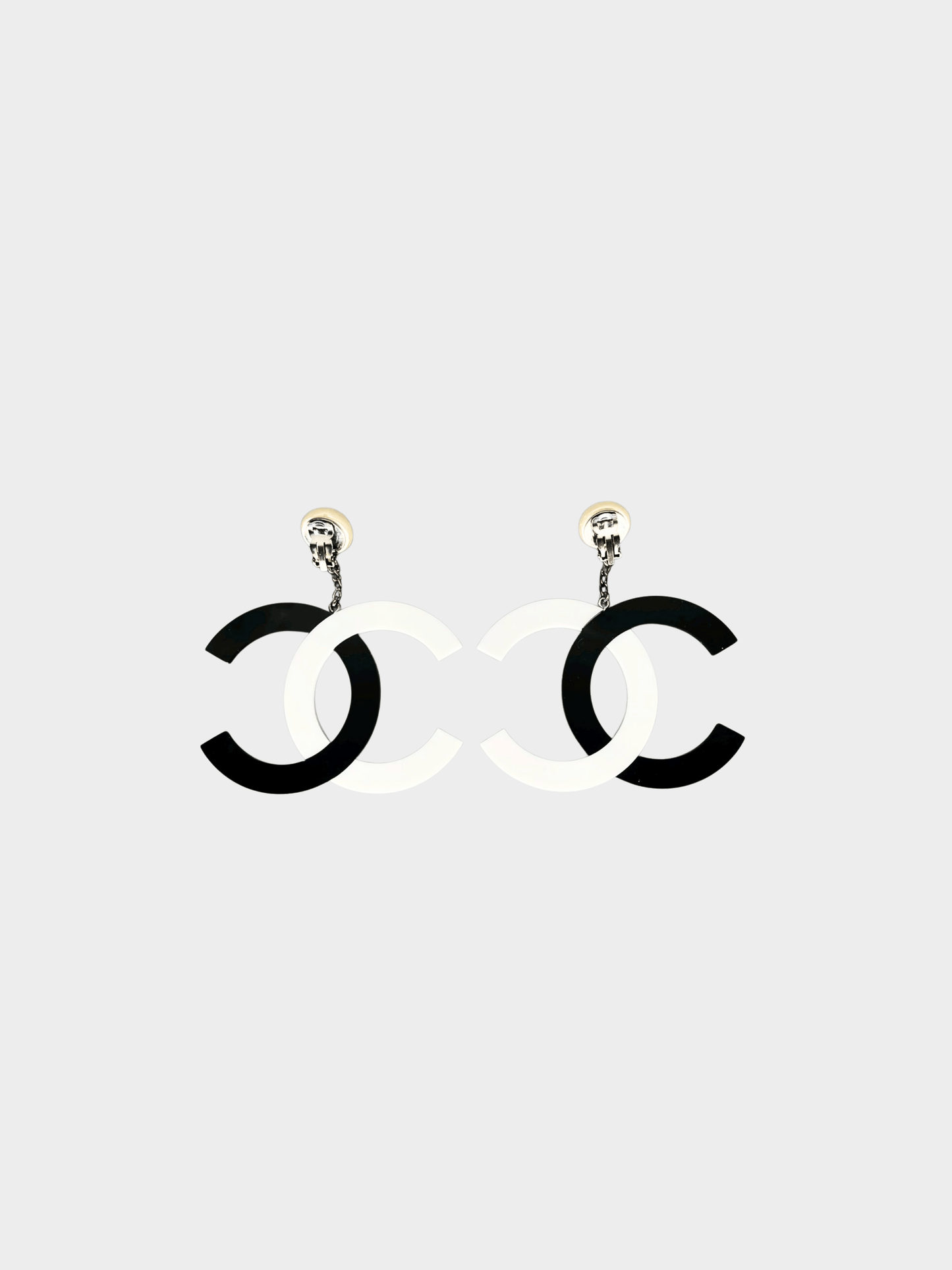 Chanel 1996 Black and White CC Dangling Earrings