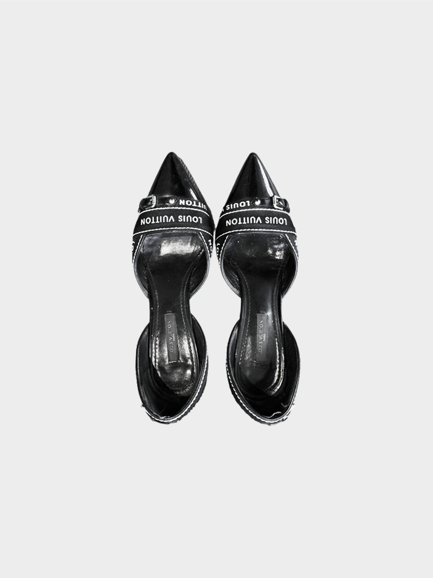 Louis Vuitton 2000s Black Patent Leather Ribbon Pumps