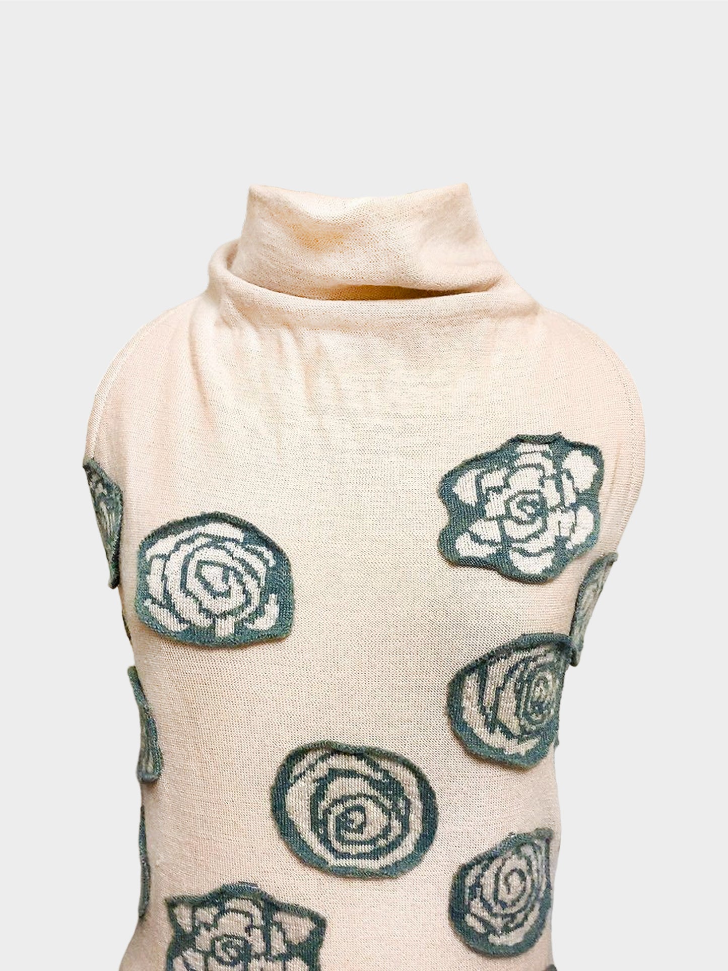 Issey Miyake Fall 2014 Rare HaaT Beige Floral Patchwork High Neck Backless Dress