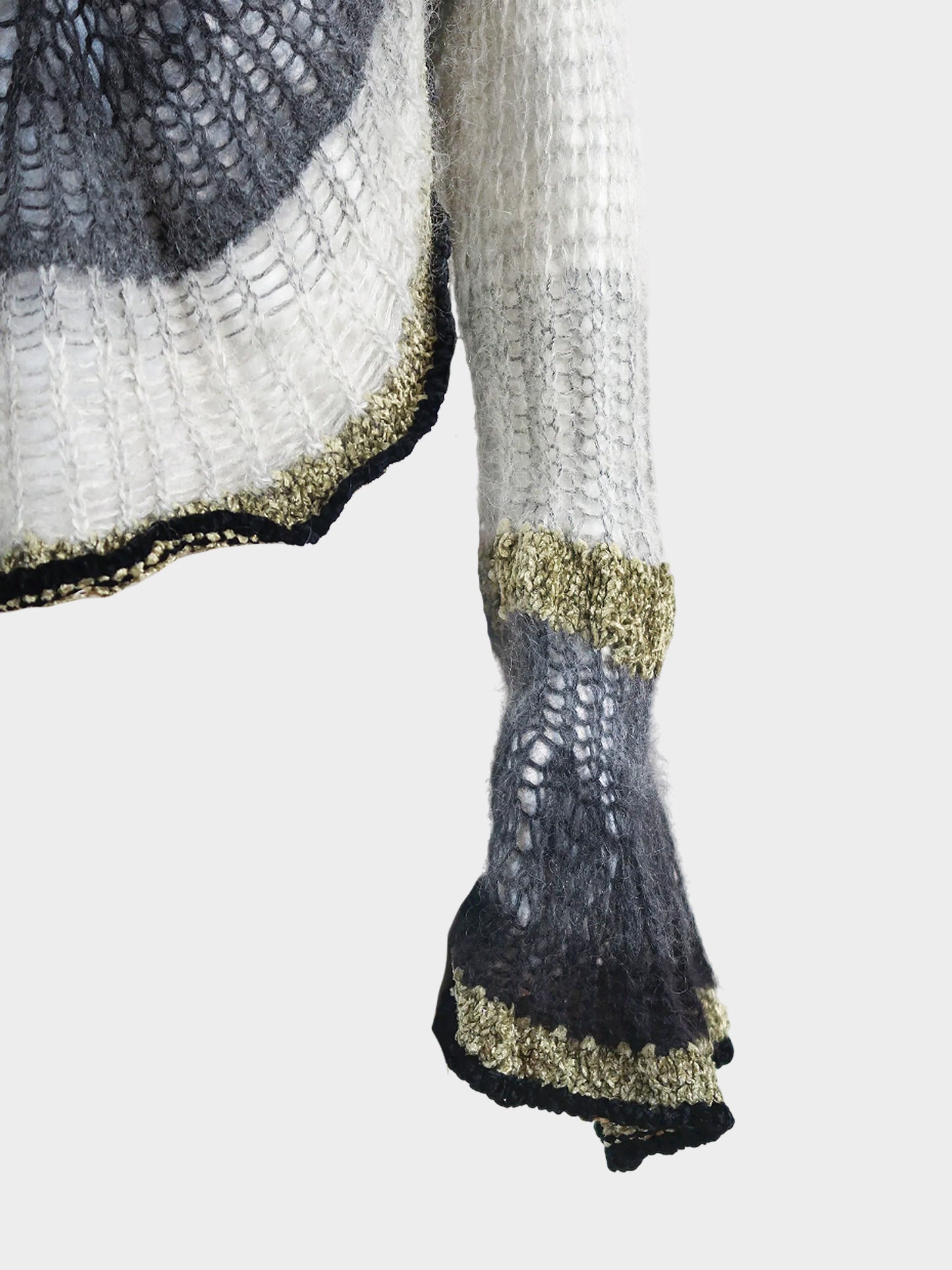Jean Paul Gaultier 2007 Grey Knitted Angora Wool Spider Web Maxi Long Sleeve Top
