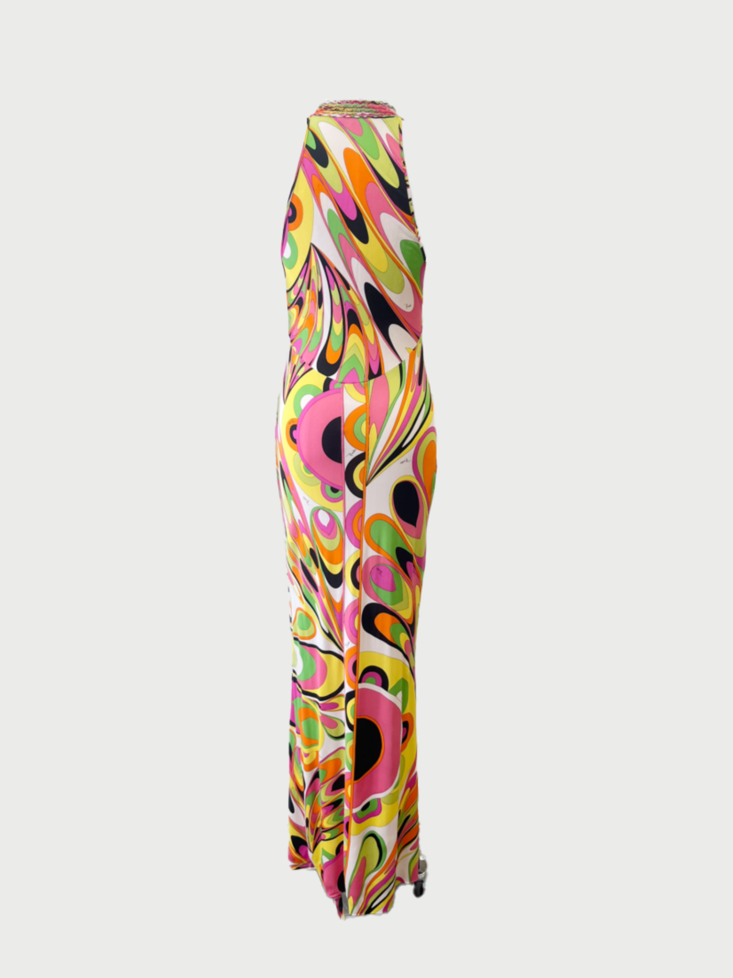 Emilio Pucci 2005 Multicolor Silk Jersey Chain Stitch Gown