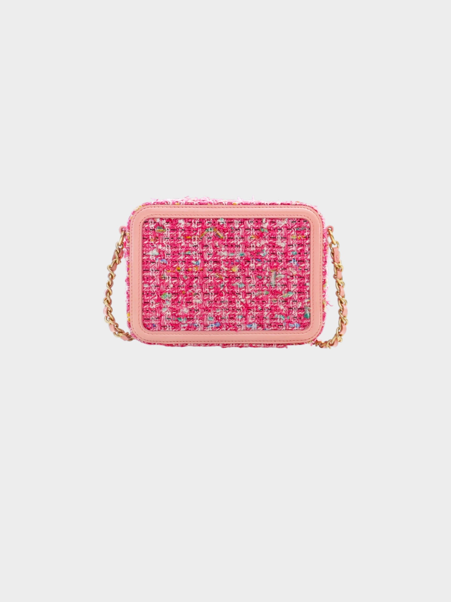 Chanel Mid 2019 Pink Tweed Filigree Mini Vanity Bag