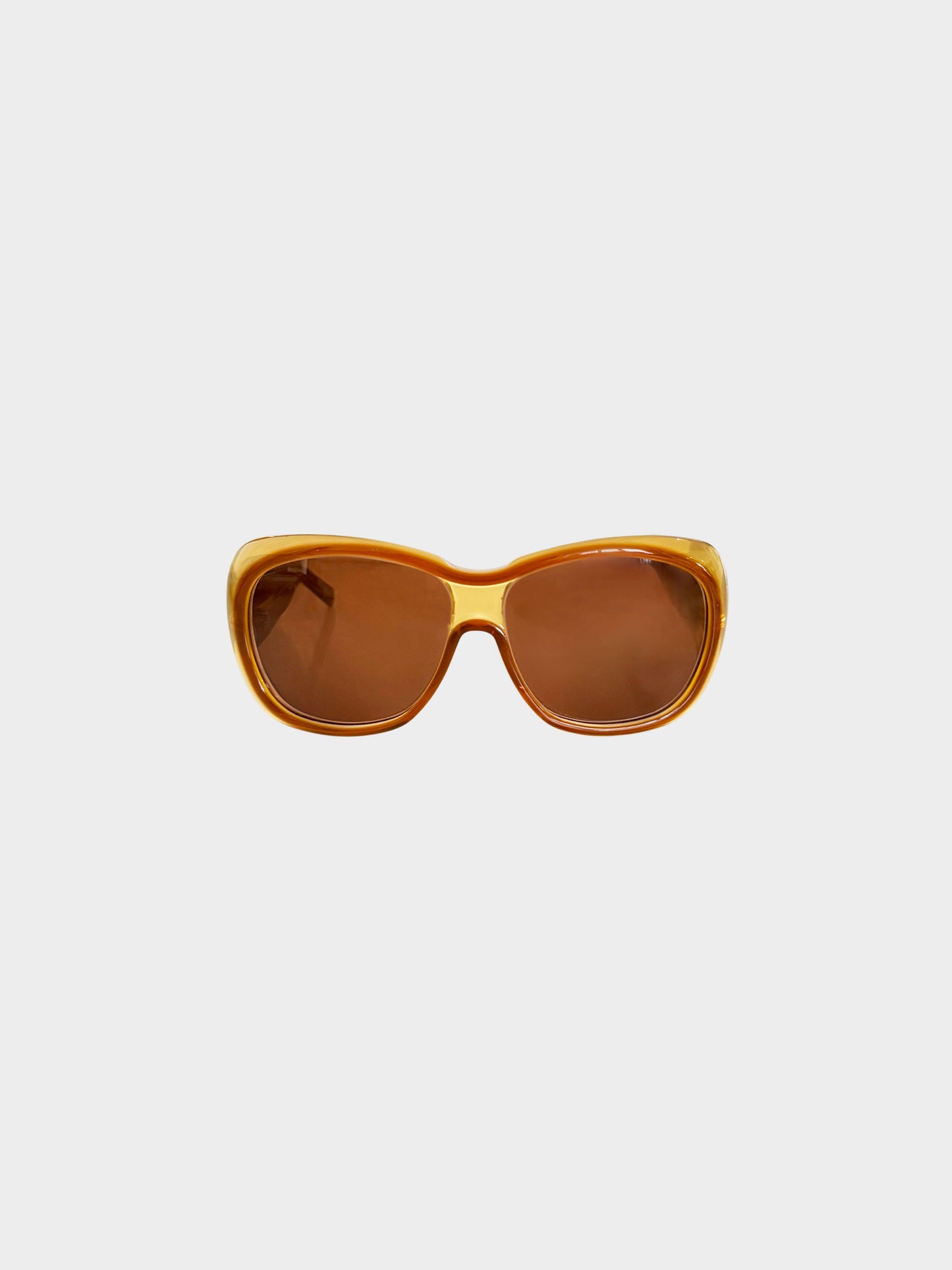 Bottega Veneta 2000s Brown Chunky Round Frame Sunglasses