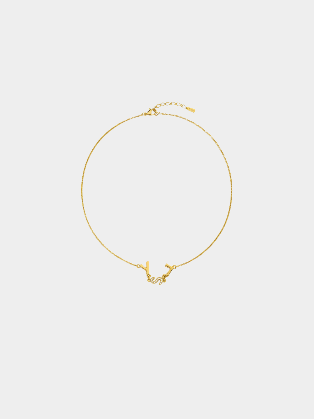 Yves Saint Laurent 2000s Gold Logo Rhinestone Necklace