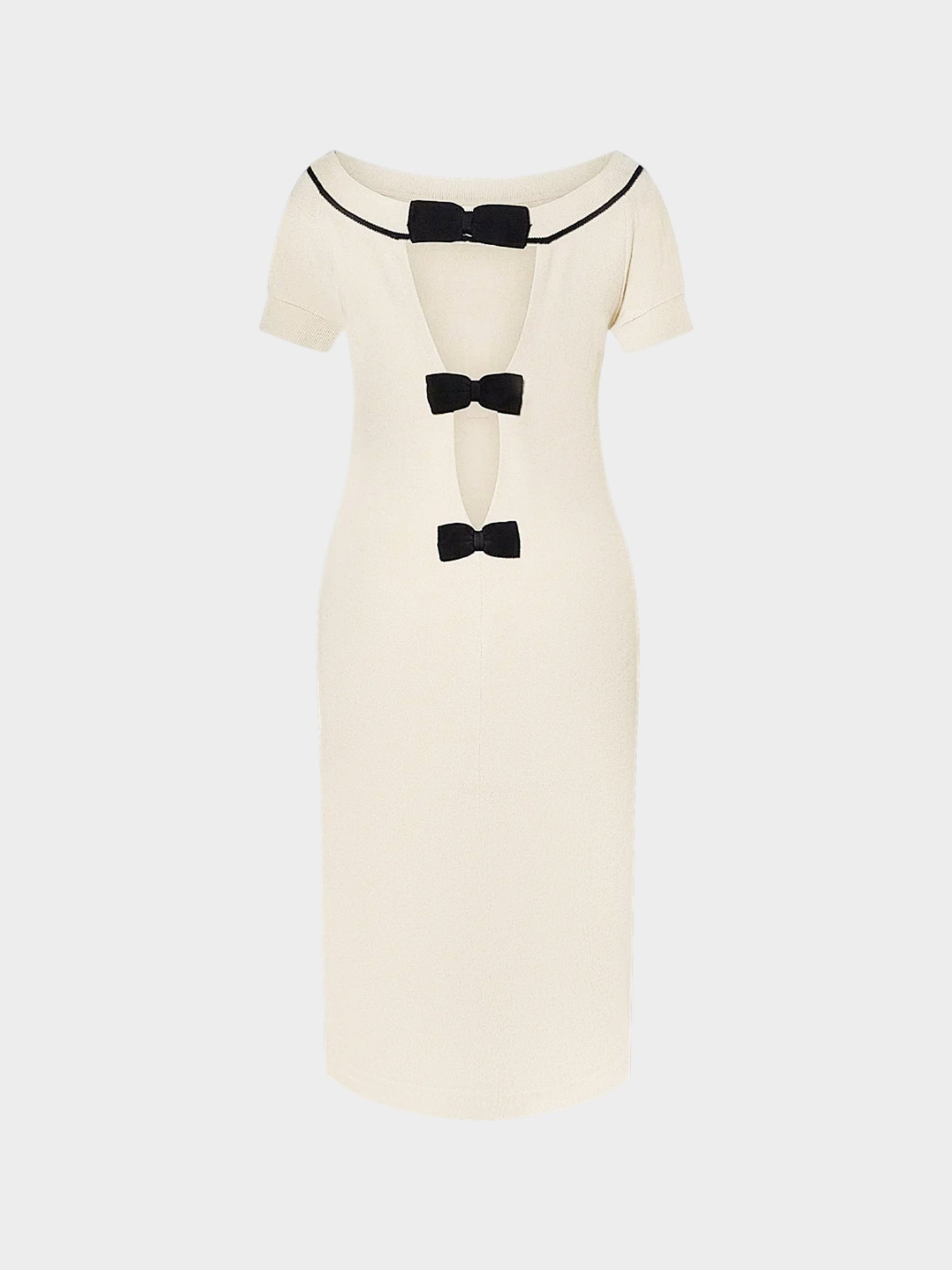 Chanel by Karl Lagerfeld 2000s Beige Knit Bow Dress