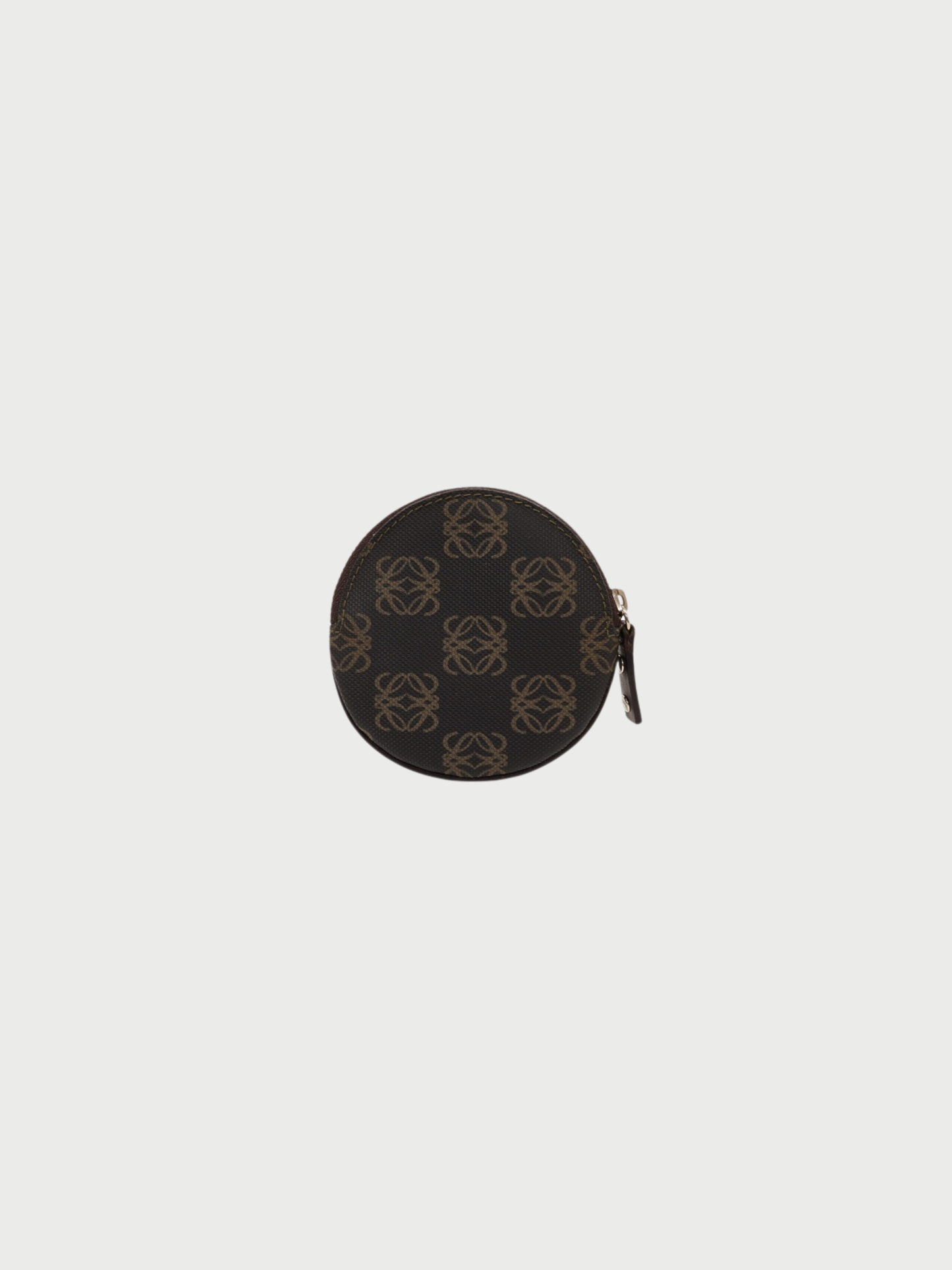 Loewe 2000s Dark Brown Black PVC Leather Anagram Coin Case