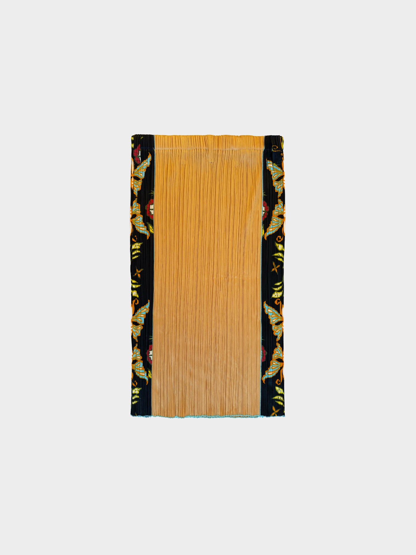 Issey Miyake Pleats Please 2000s Brown Butterfly Print Midi Skirt
