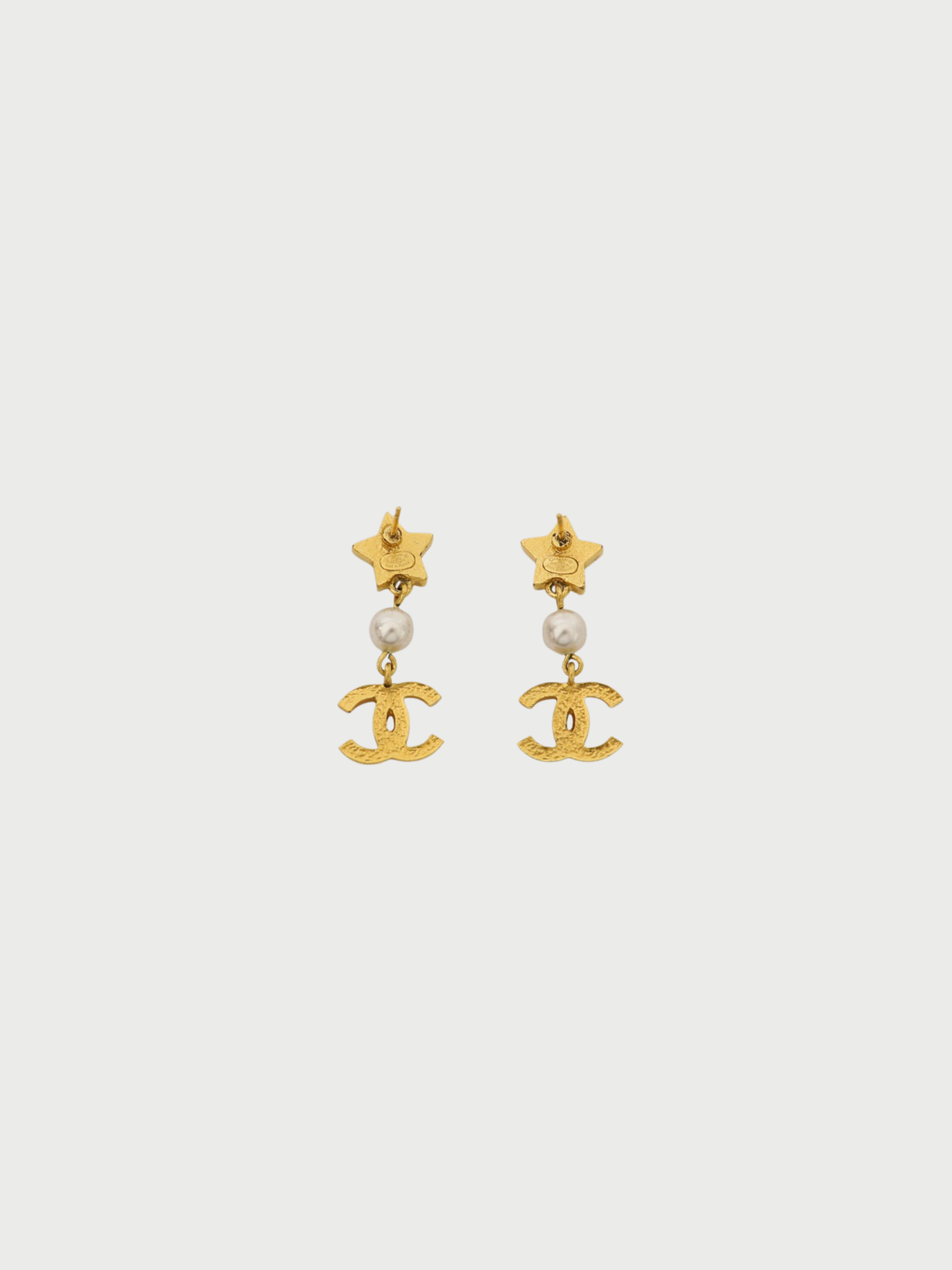 Chanel 2020 Gold Plated Metal COCO Rhinestone Pearl Earrings