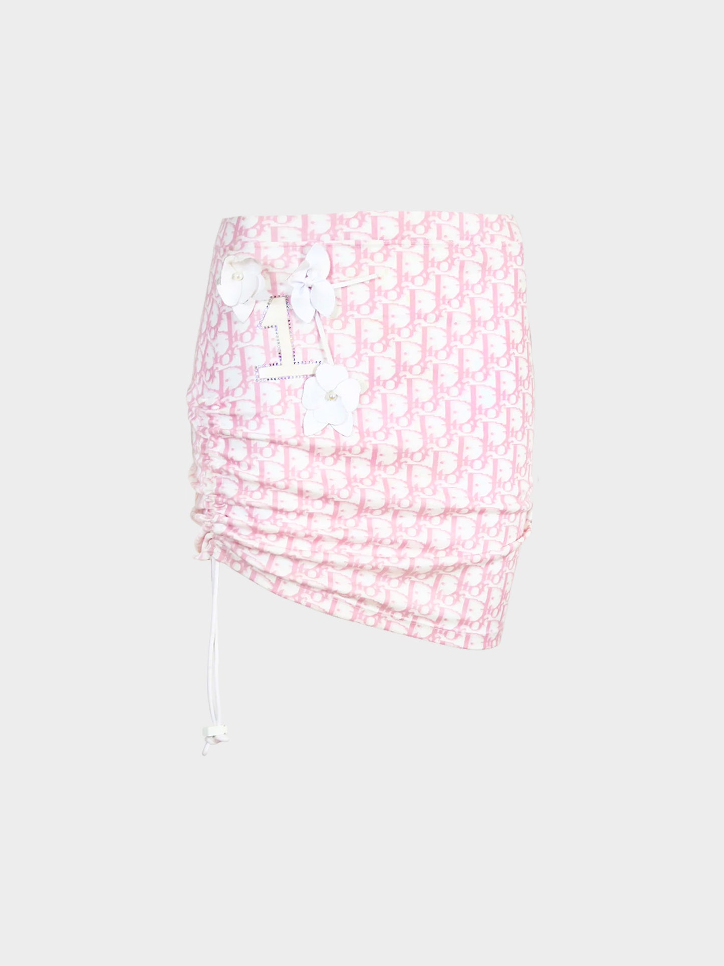 Christian Dior 2000s Pink Diorissimo Flower Tube Top/Skirt