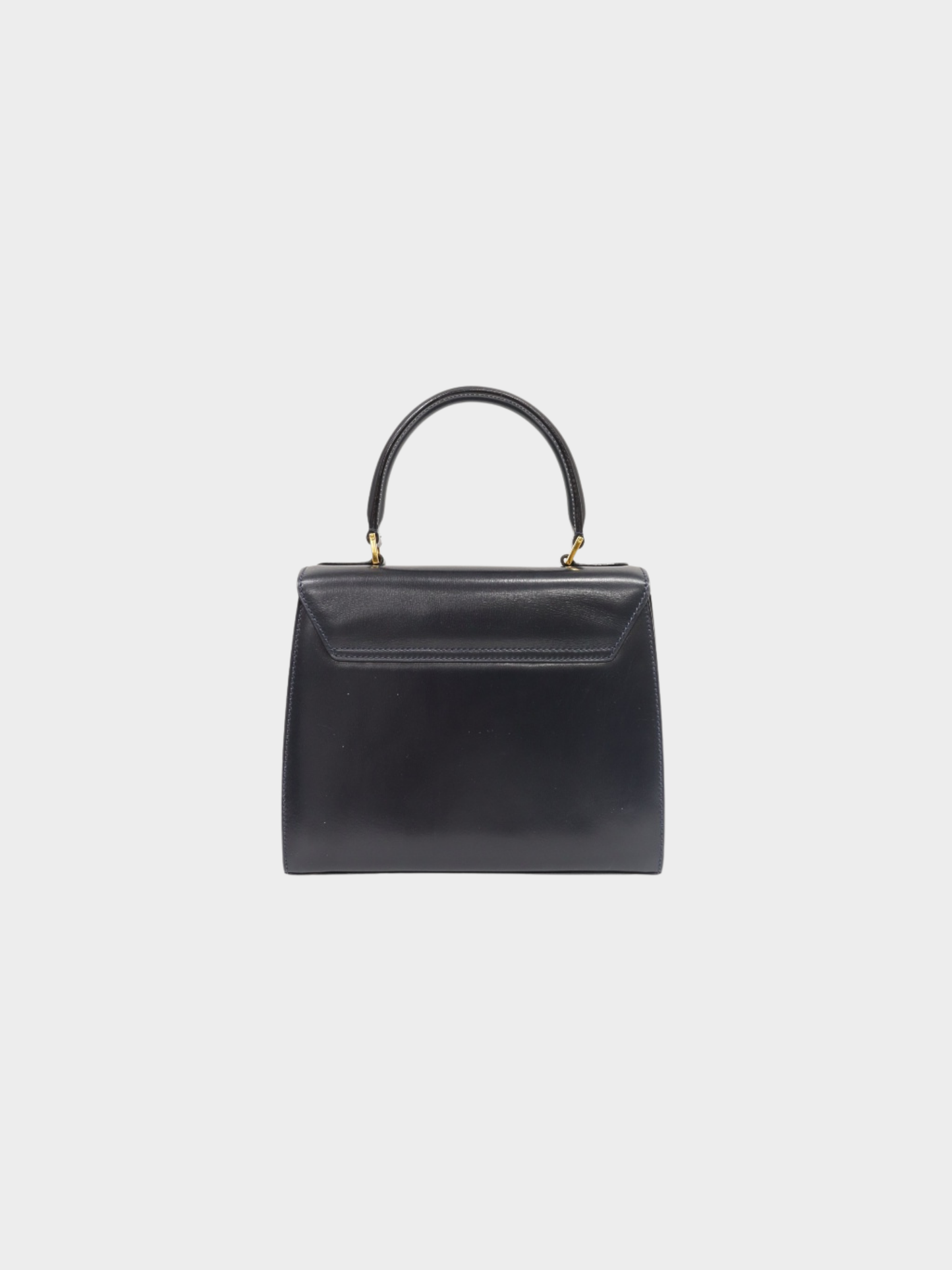 Celine 2000s Navy Leather Turn-Lock 2-Way Bag