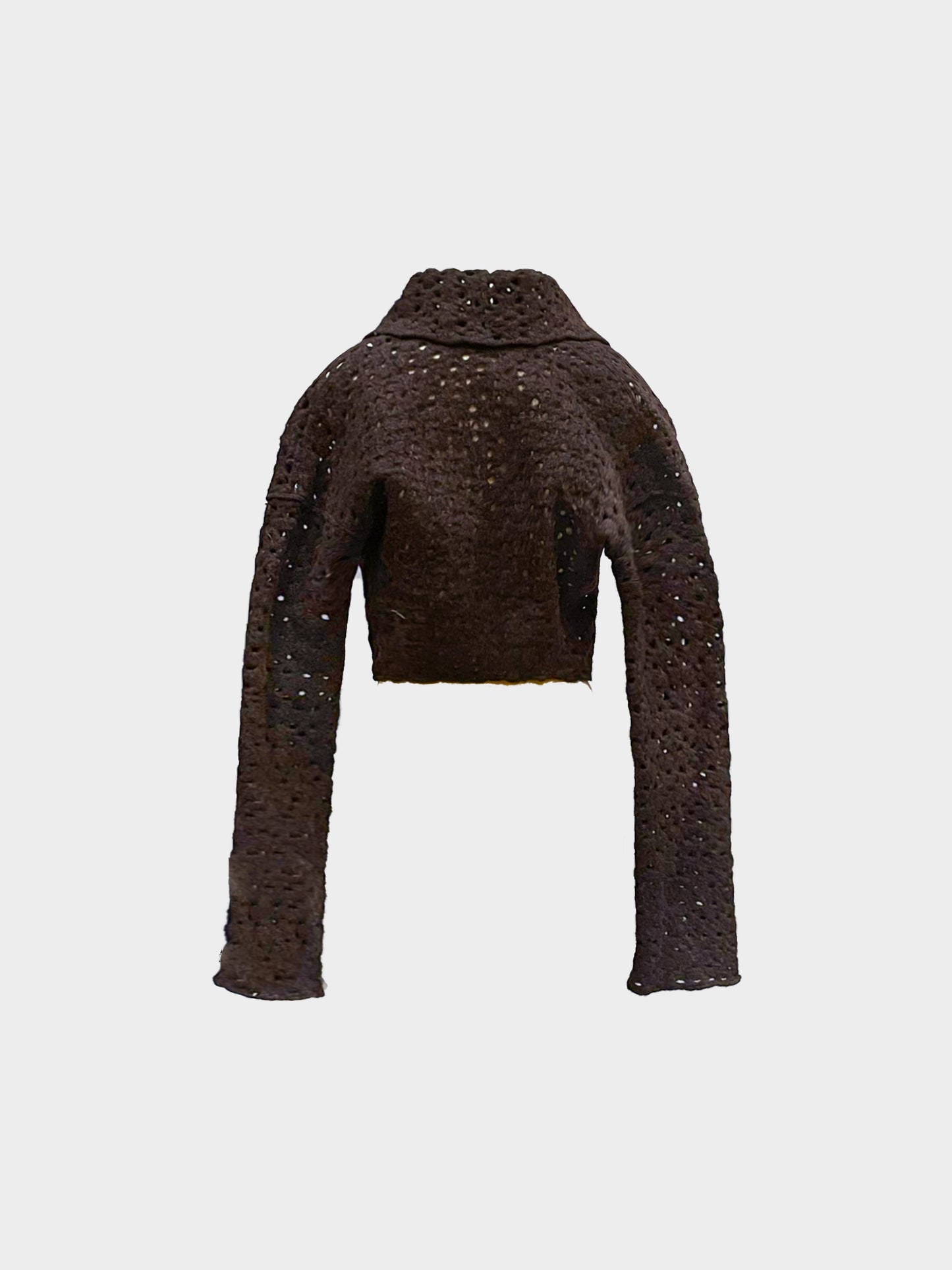 Azzedine Alaïa 1995 Brown Wool Lace Cropped Jacket