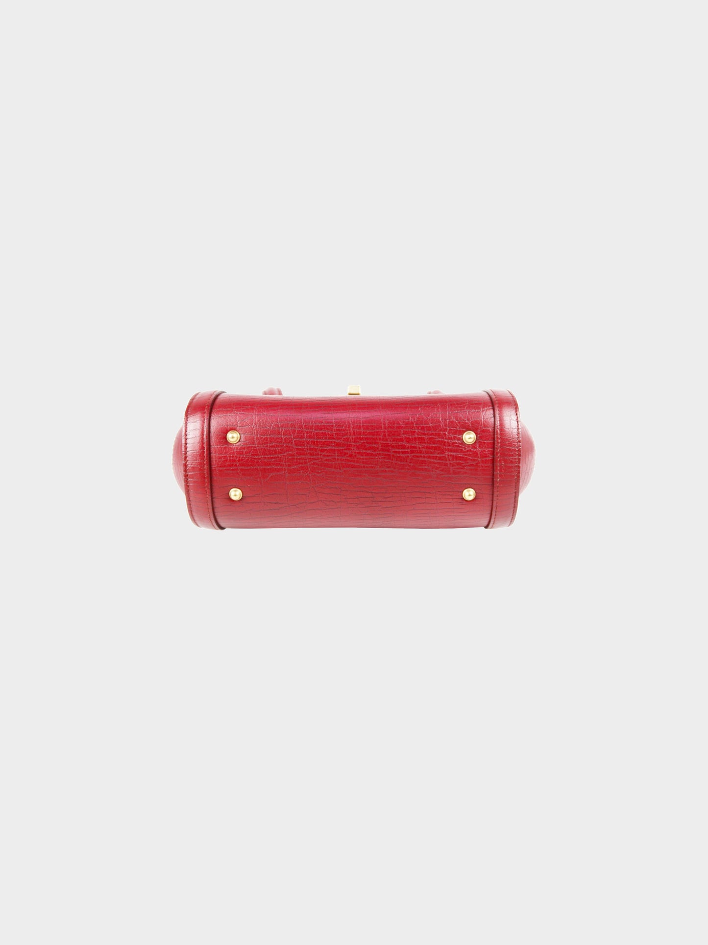 Gucci Early 2000s Red Leather Bamboo Bullet Mini Bag
