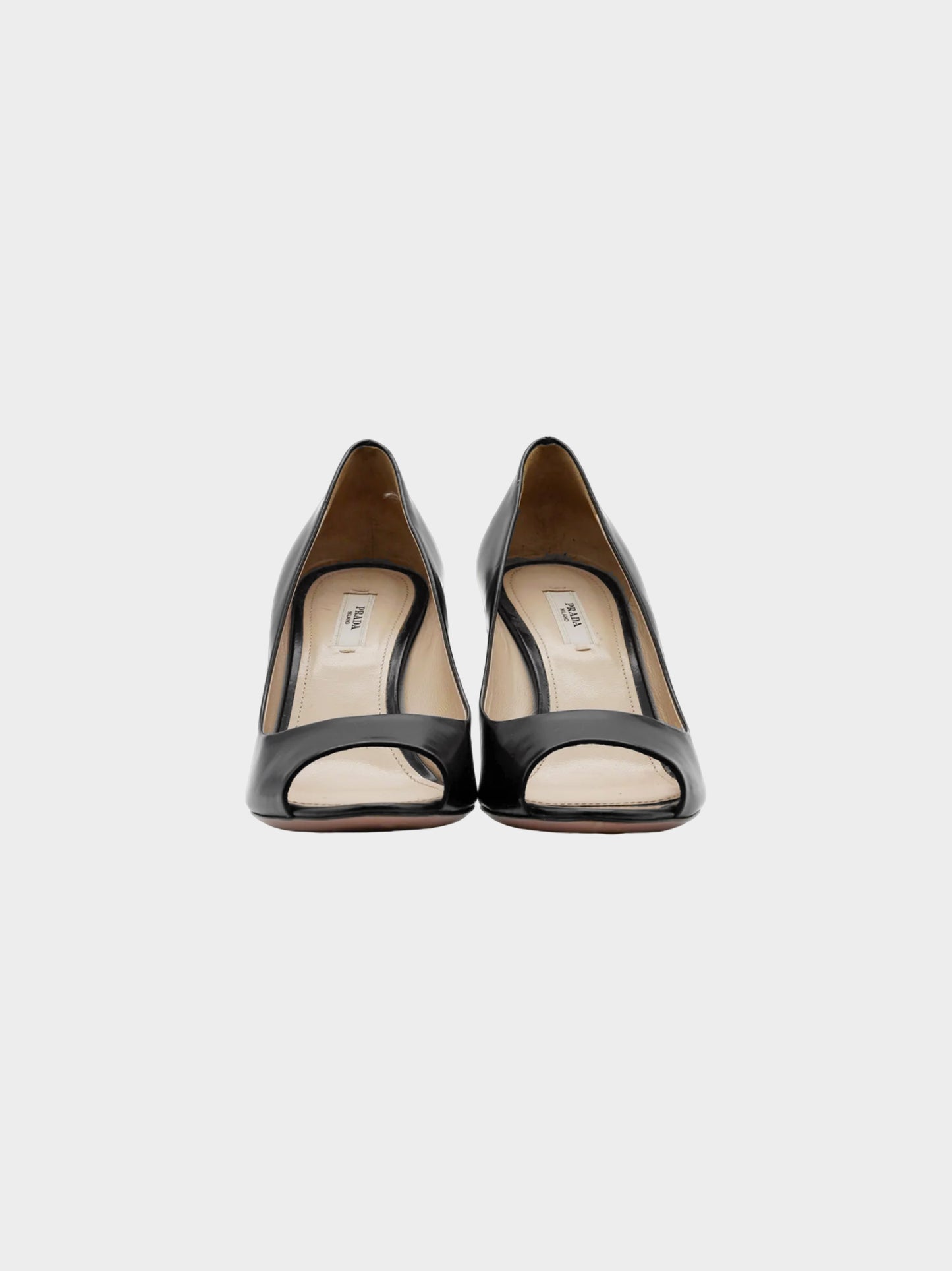 Prada SS 2010 Black Leather Plexiglass Wedge Heels
