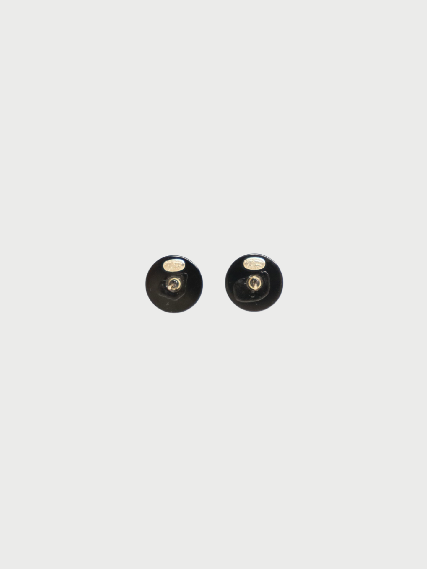 Chanel 2019 Black White Gold Coco Matelasse Round Earrings