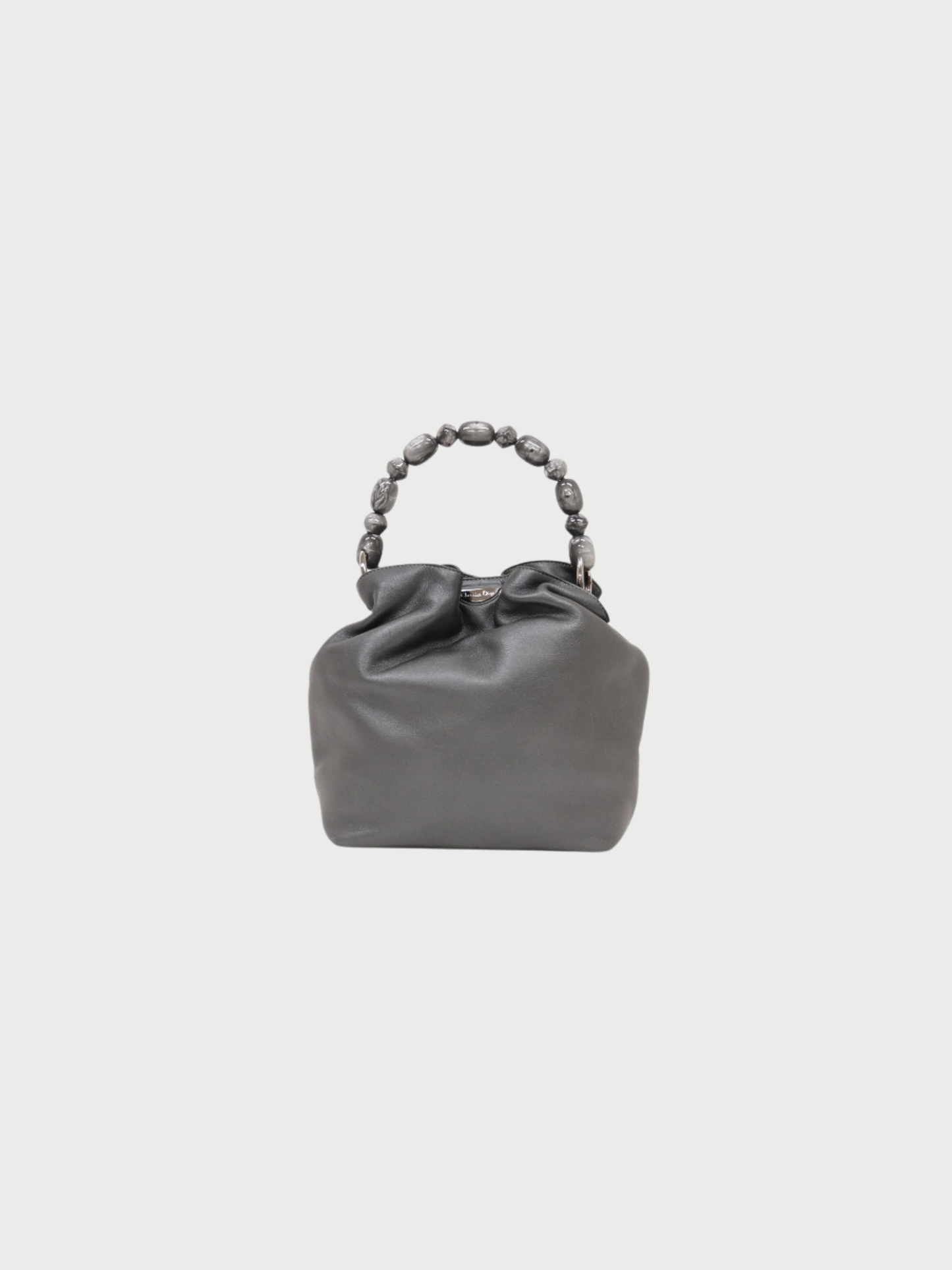Christian Dior 2000s Gray Leather Maris Pearl Handbag
