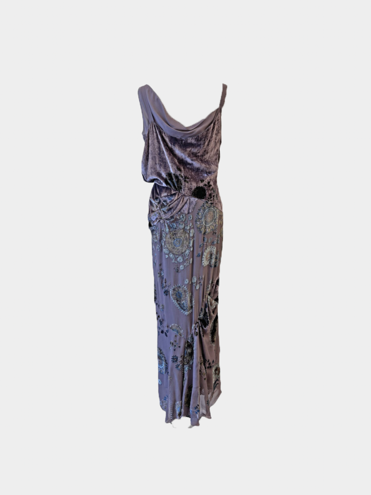Christian Dior 2005 Mauve Floral Devoré Silk Gown