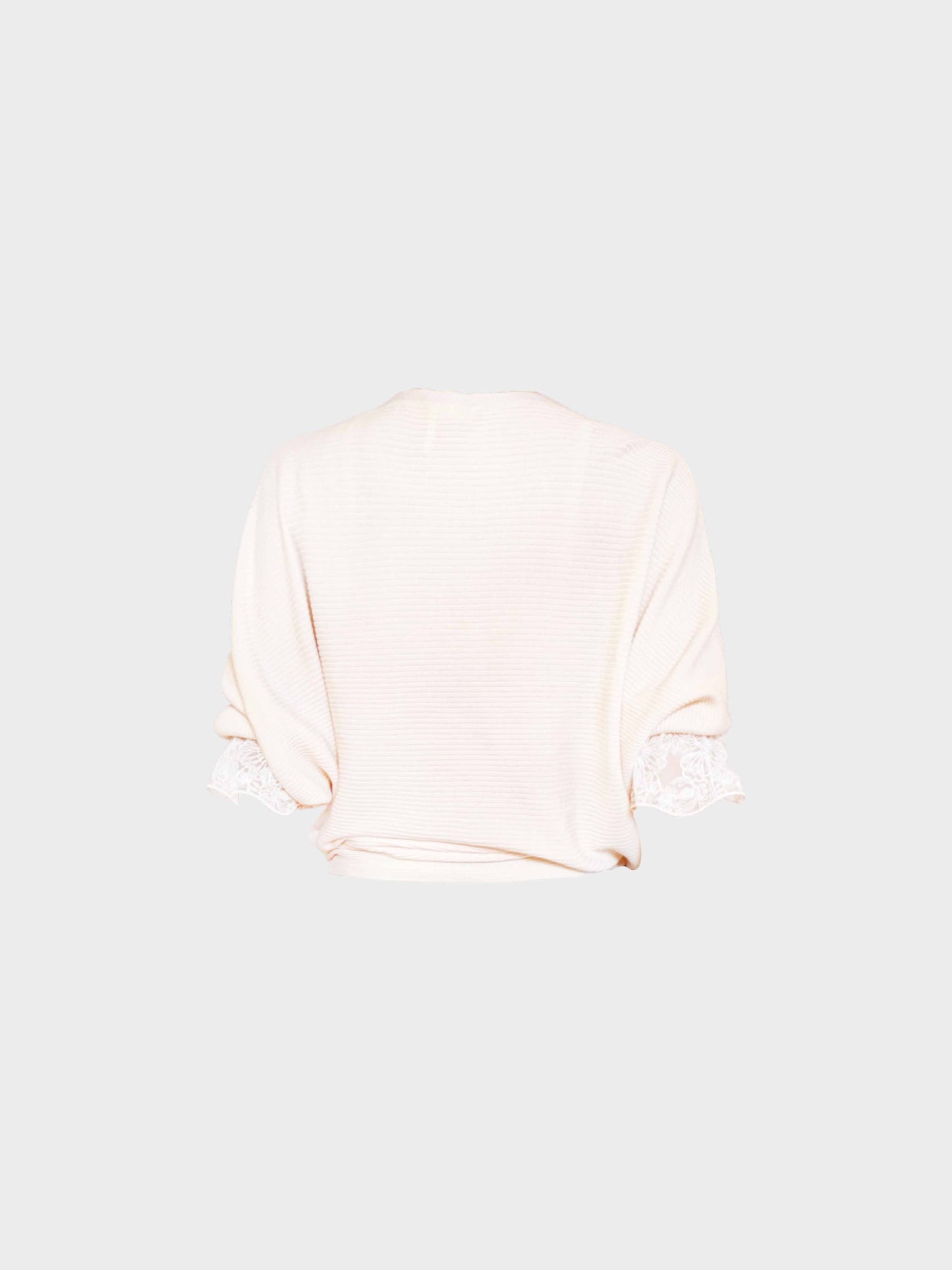 Chloe 2010s Beige Wool and Lace Trim Boatneck Sweater