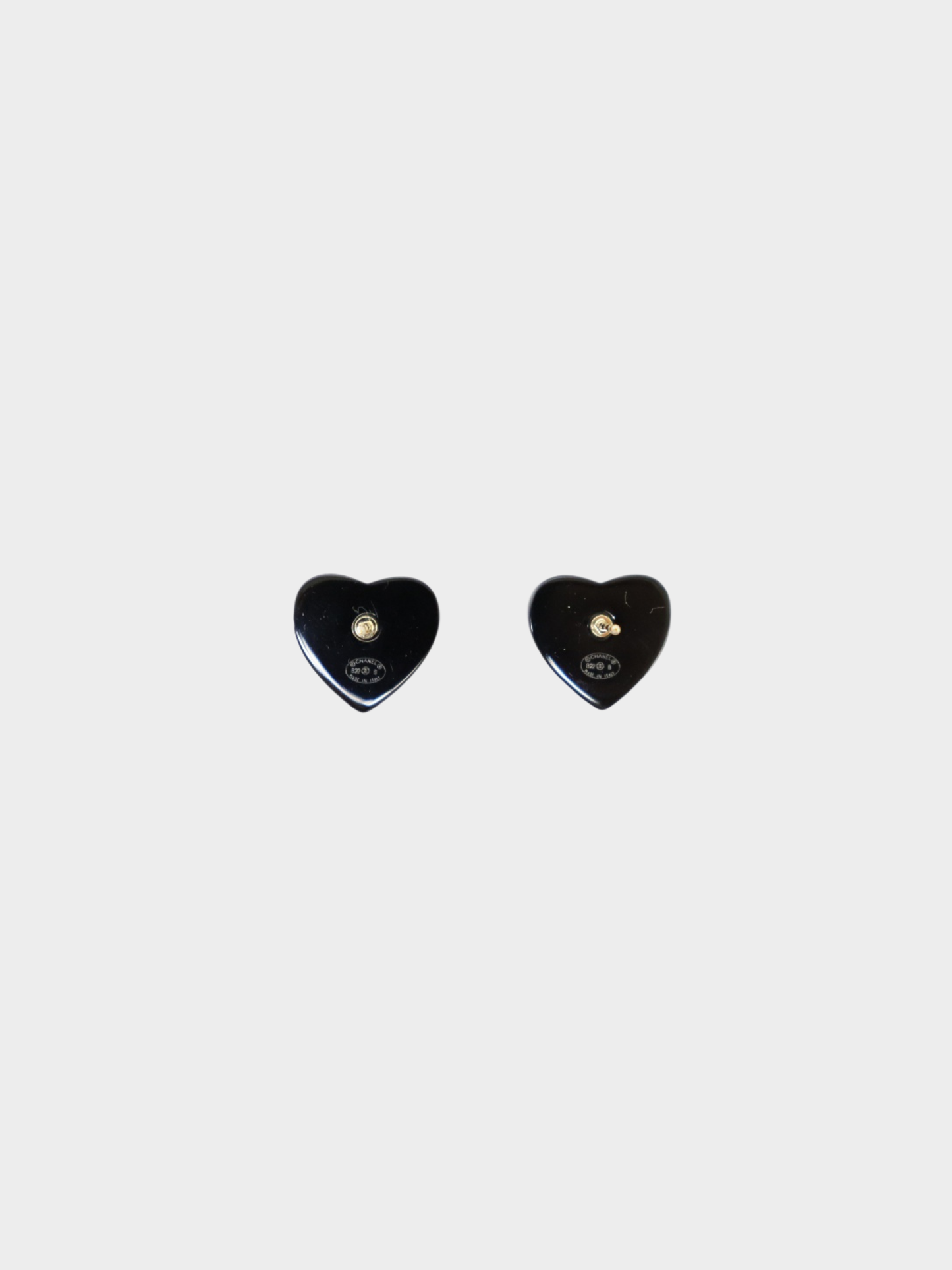 Chanel 2020s Black Gold Rhinestone COCO Heart Stud Earrings