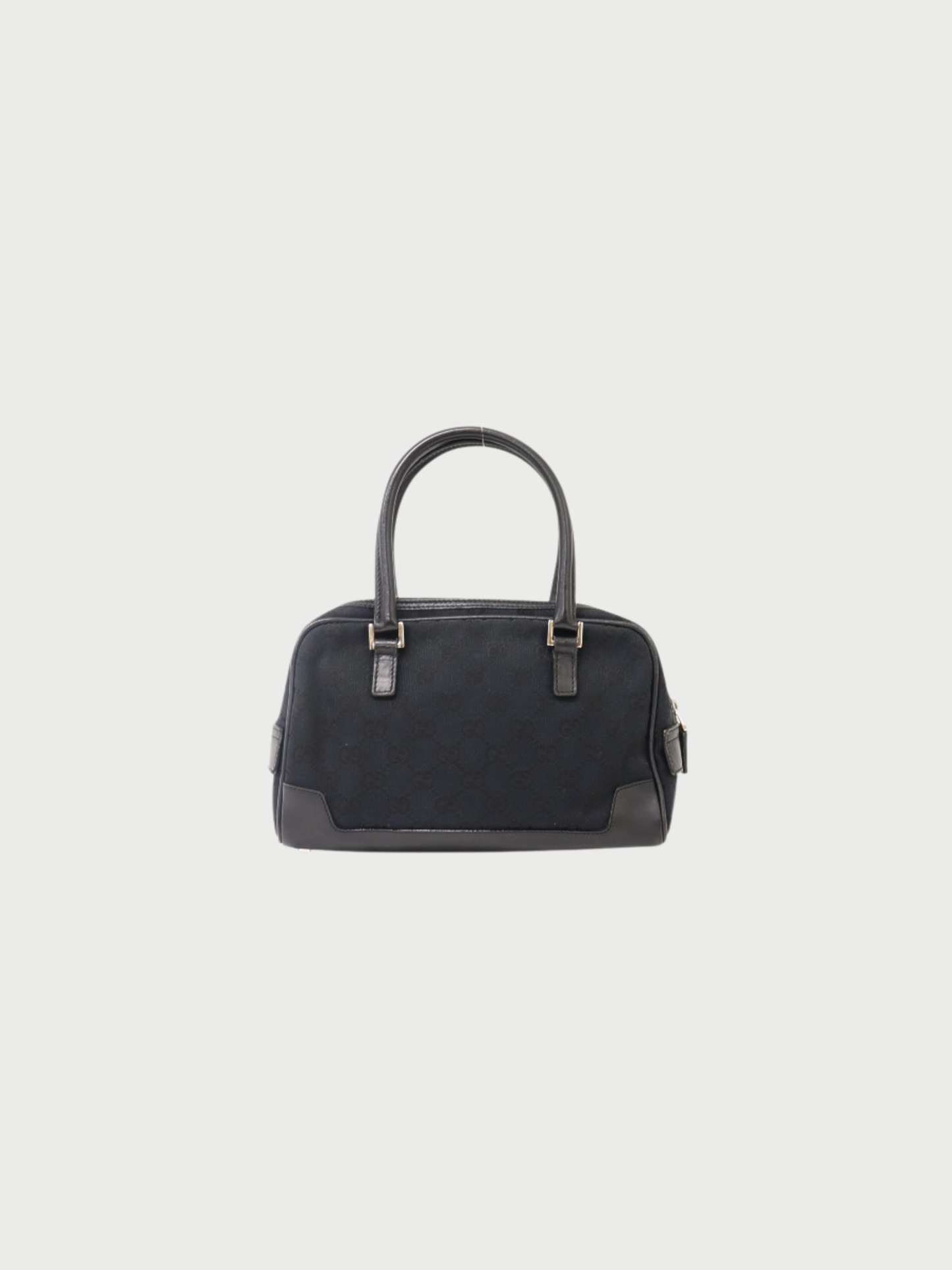 Gucci 2000s Black GG Canvas Leather Front Zip Handbag