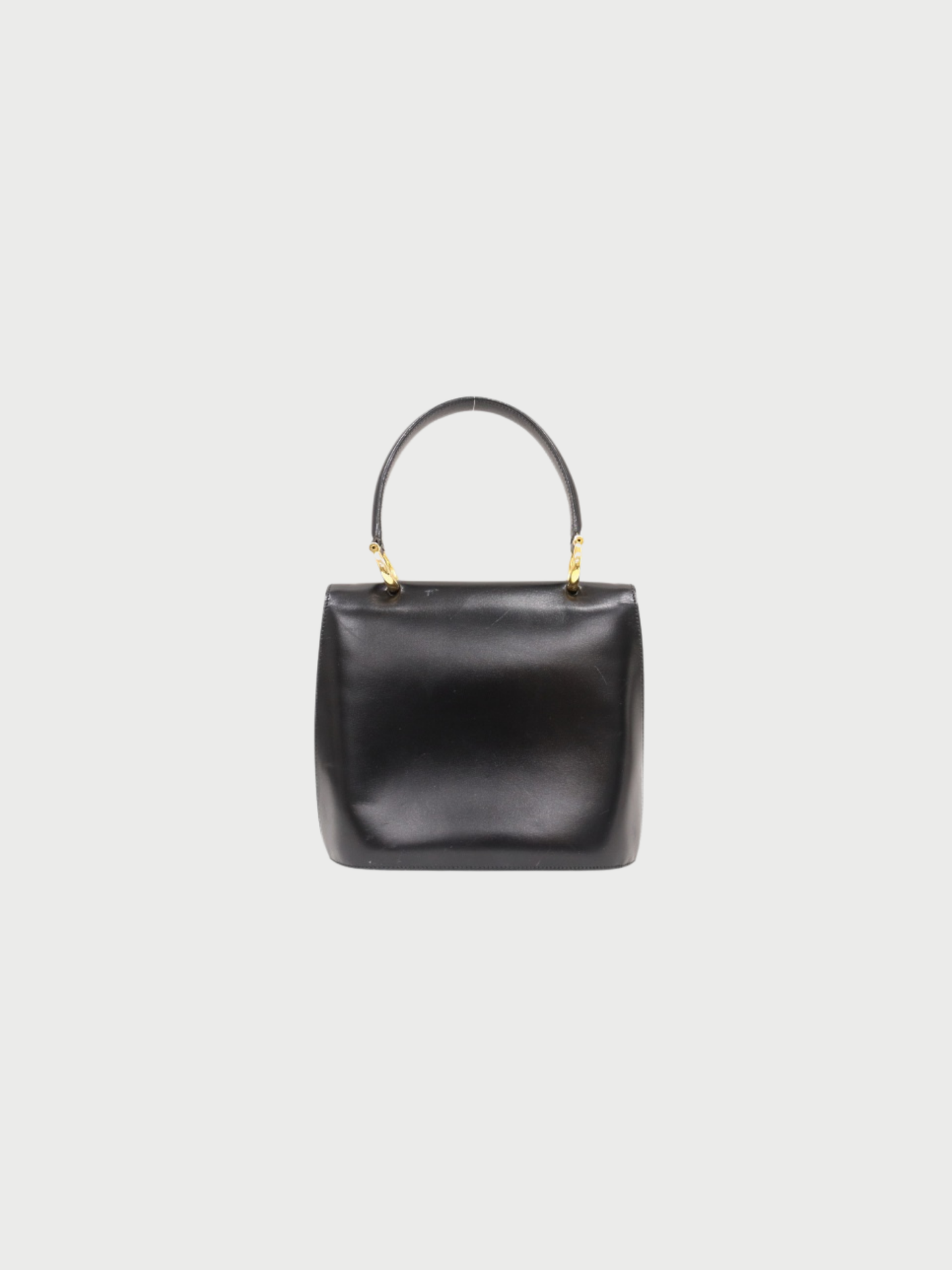 Celine 2000s Black Leather Double Flap Handbag