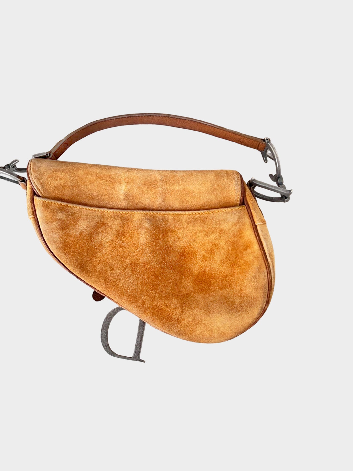 Christian Dior by John Galliano 2006 Limited Edition Brown Suede Saddle Bag with Metal Embellishments