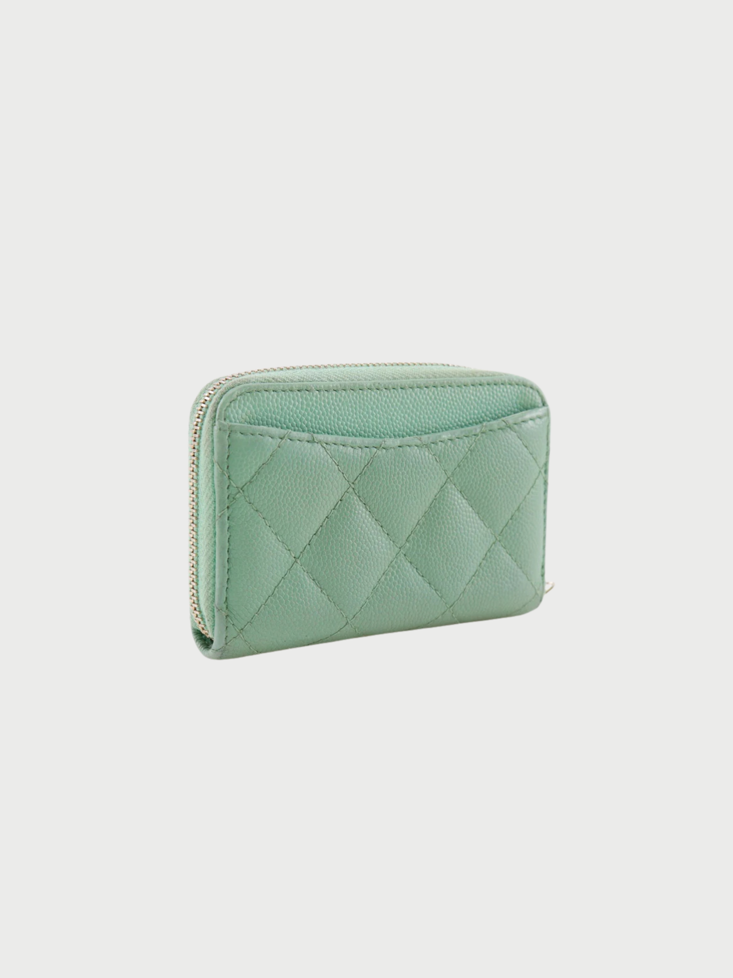 Chanel 2020s Gold Caviar Leather Matelassé Zip Coin Case