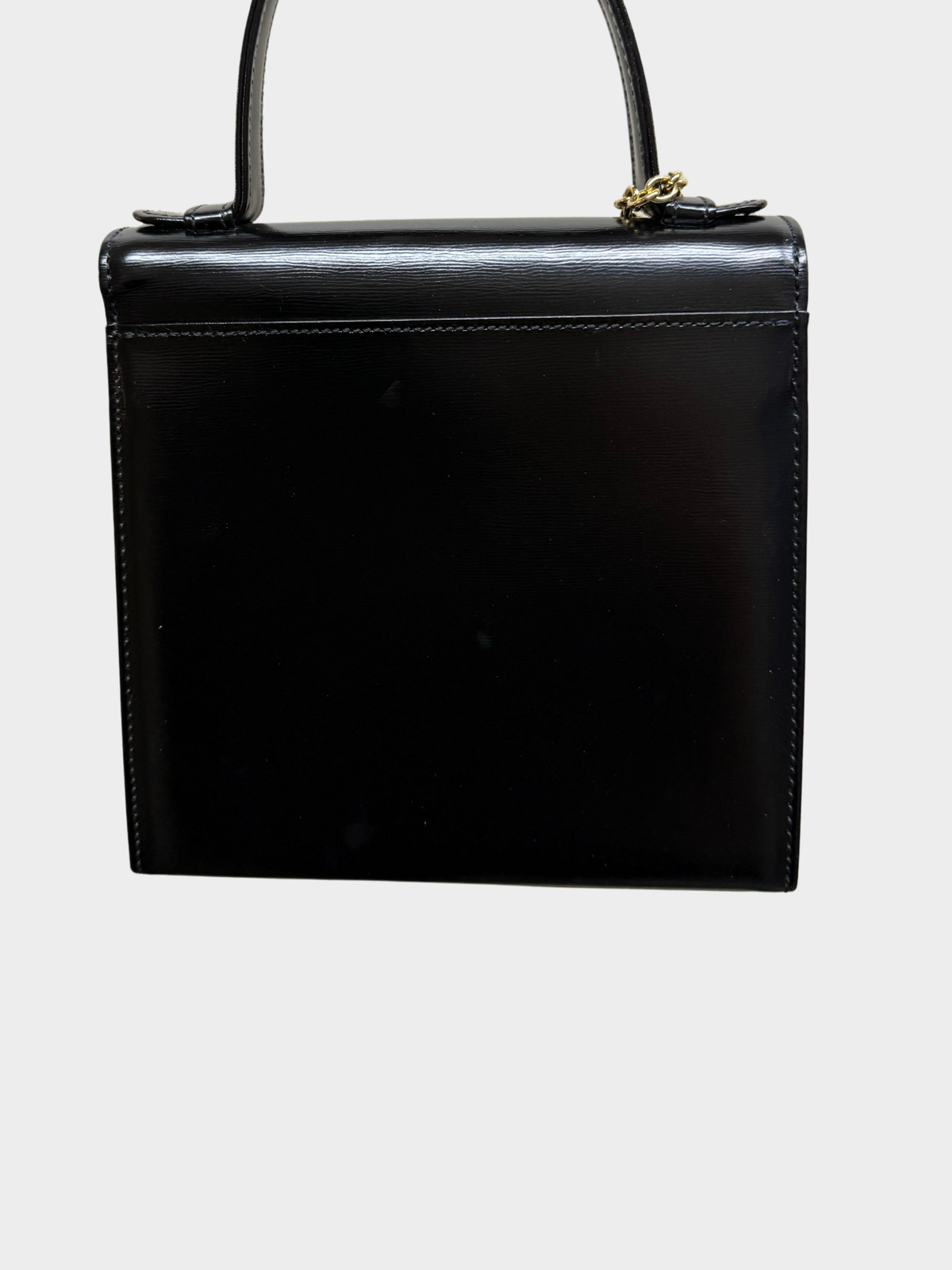 Yves Saint Laurent 1990s Black Leather Logo Charm 2-Way Handbag