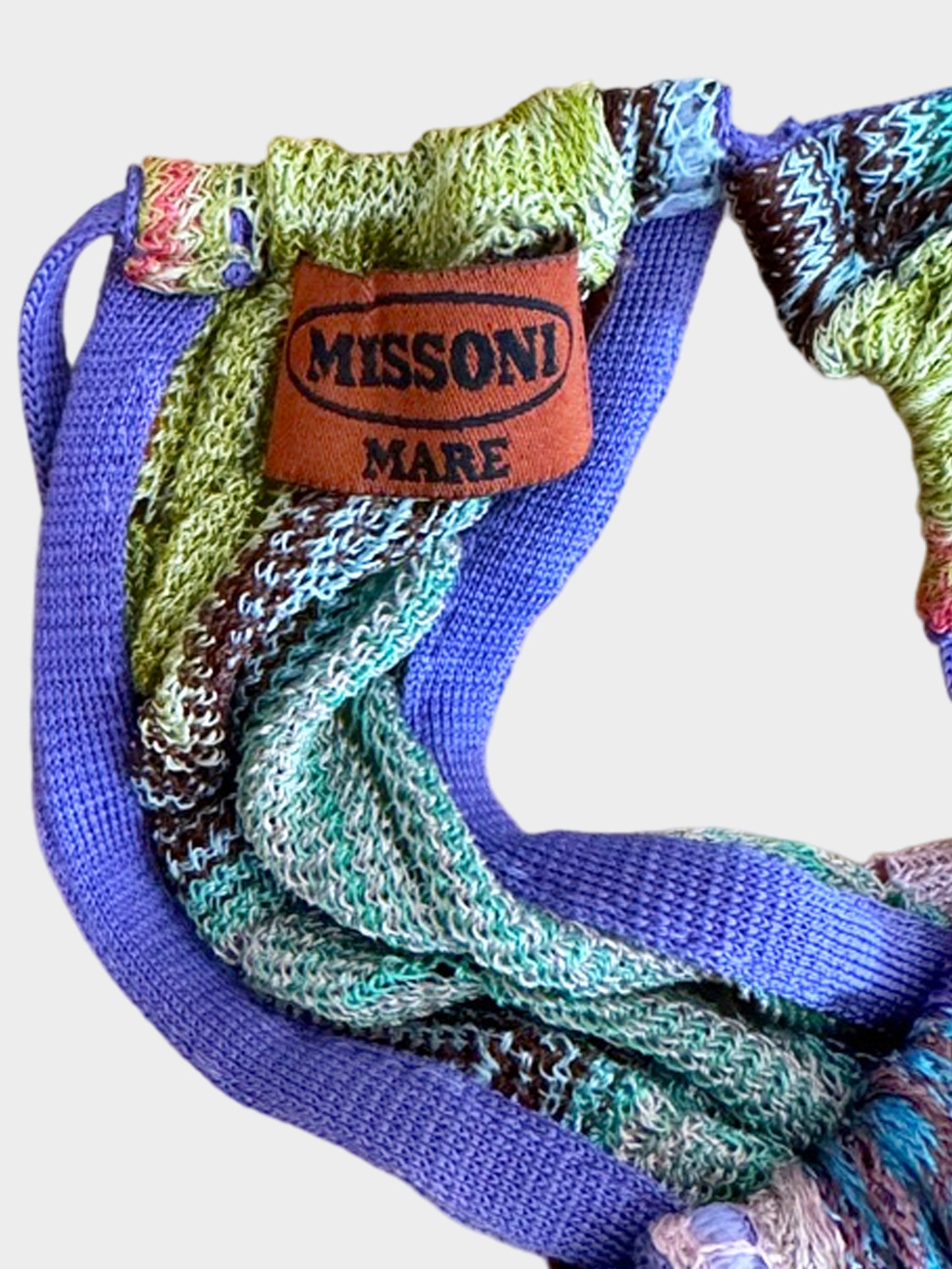 Missoni 2000s Multicolor Zigzag Print Mini Halter Dress