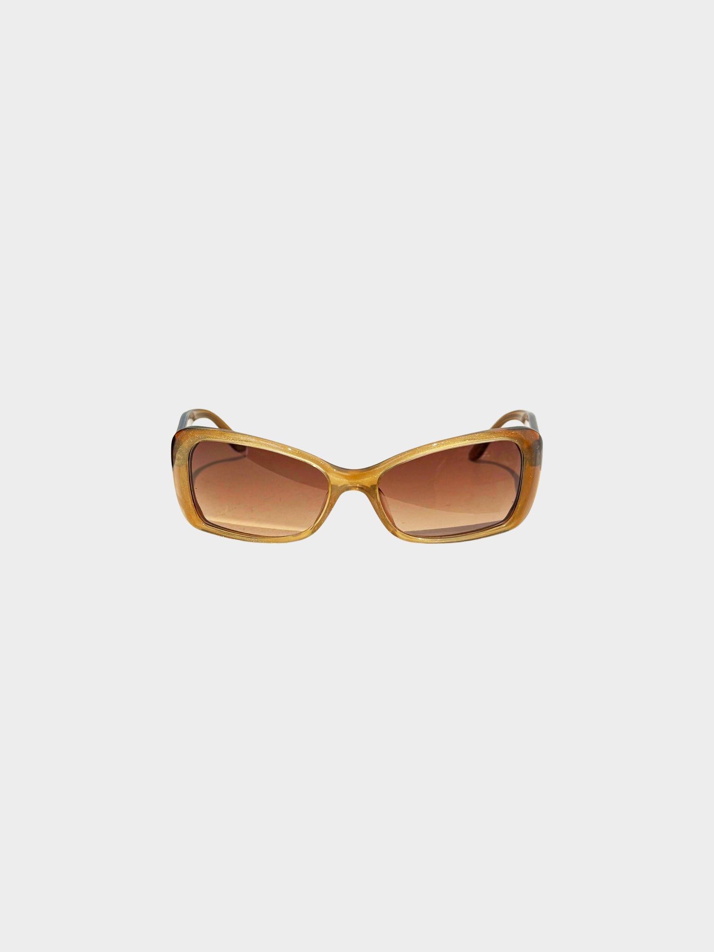 Chanel 2000s Brown CC Rectangular Sunglasses