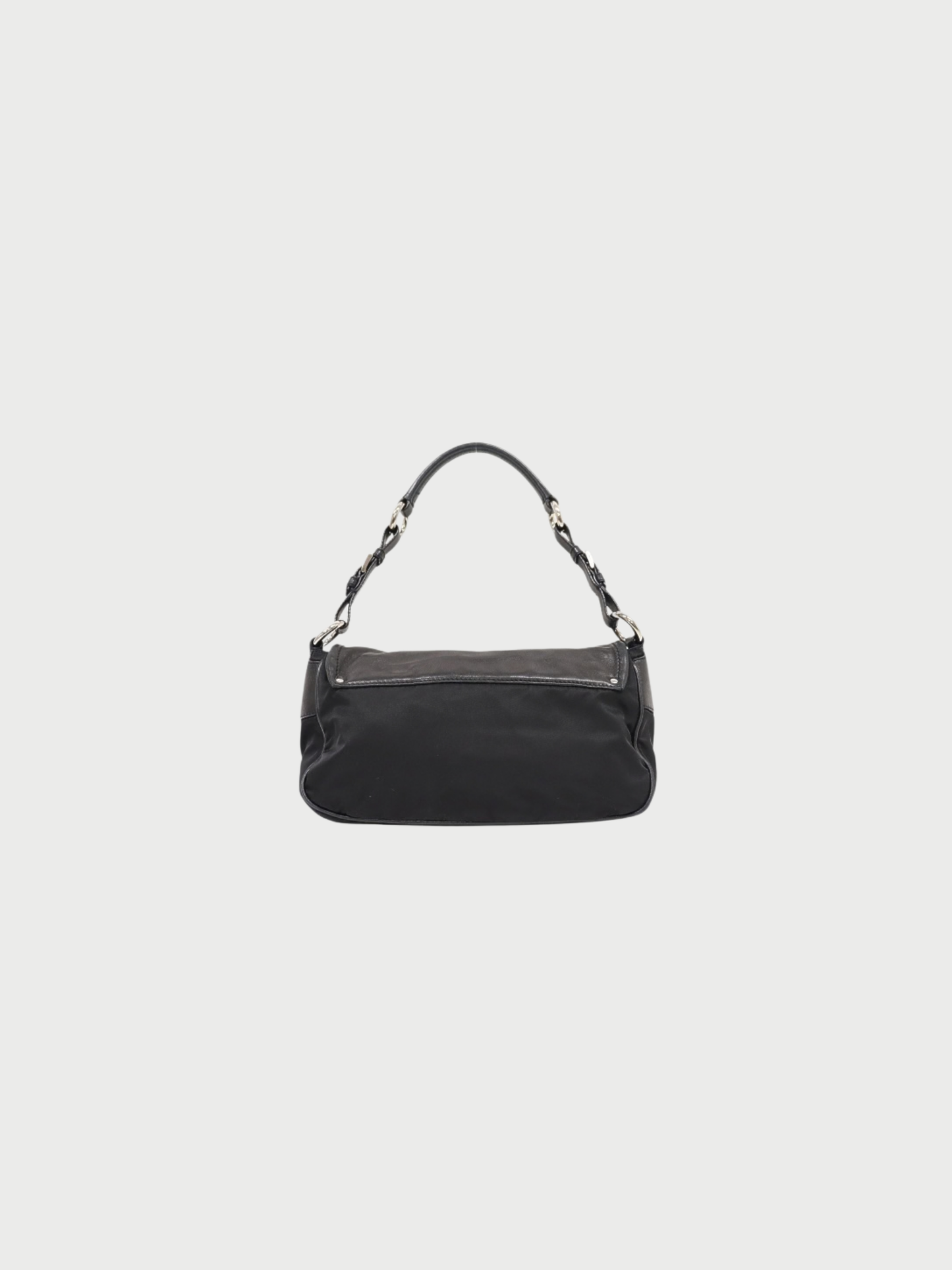 Prada 2000s Black Nylon Triangle Logo One-Shoulder Bag