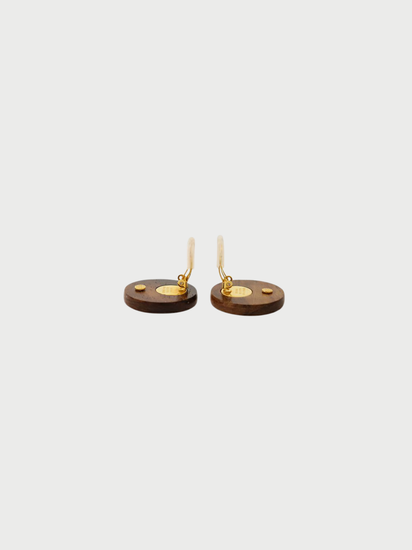 Hermès 2000s Gold Brown Plated Metal Sellier Earrings
