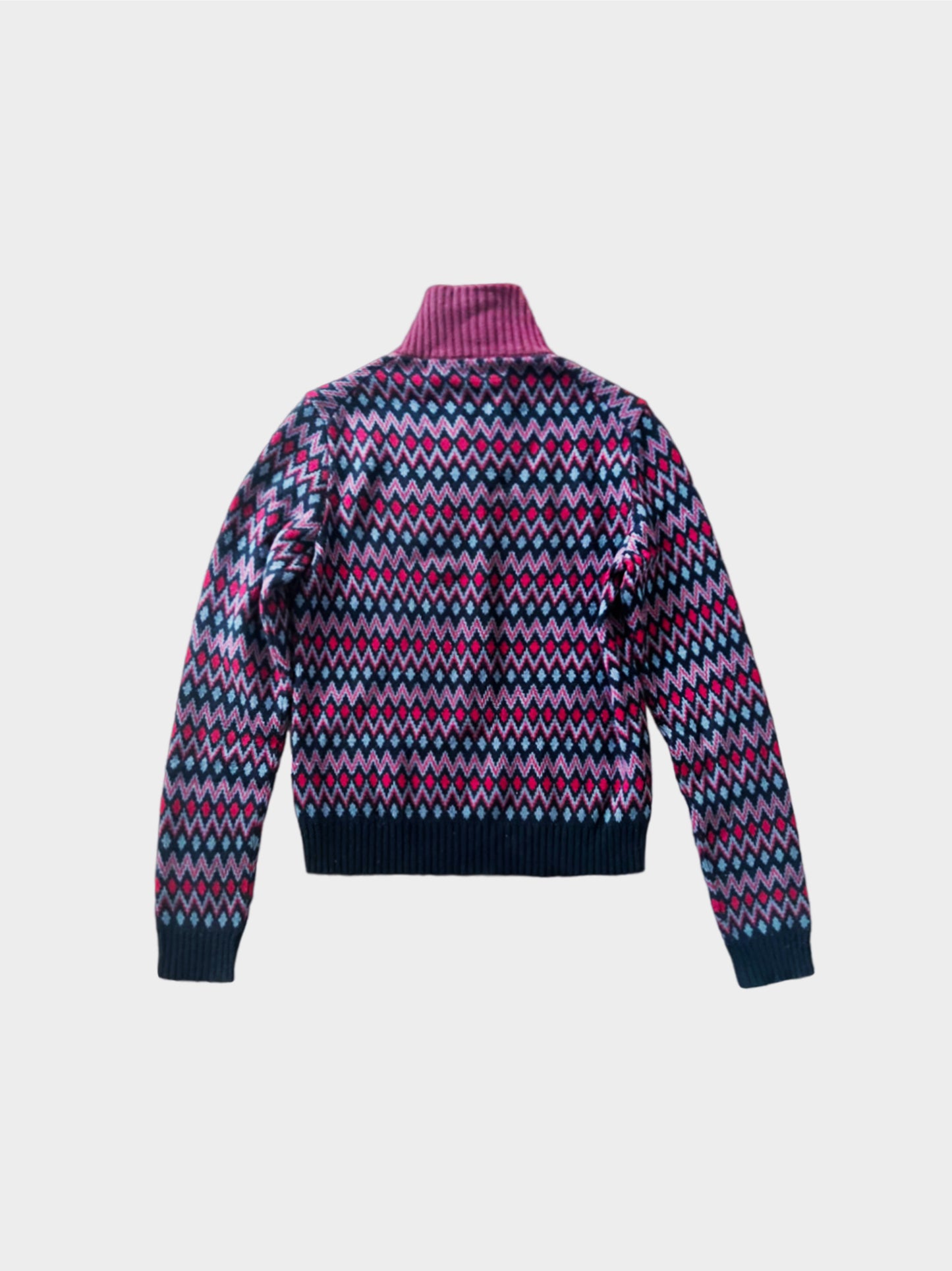 Prada FW 2018 3/4 Zip Graphic Burgundy Sweater