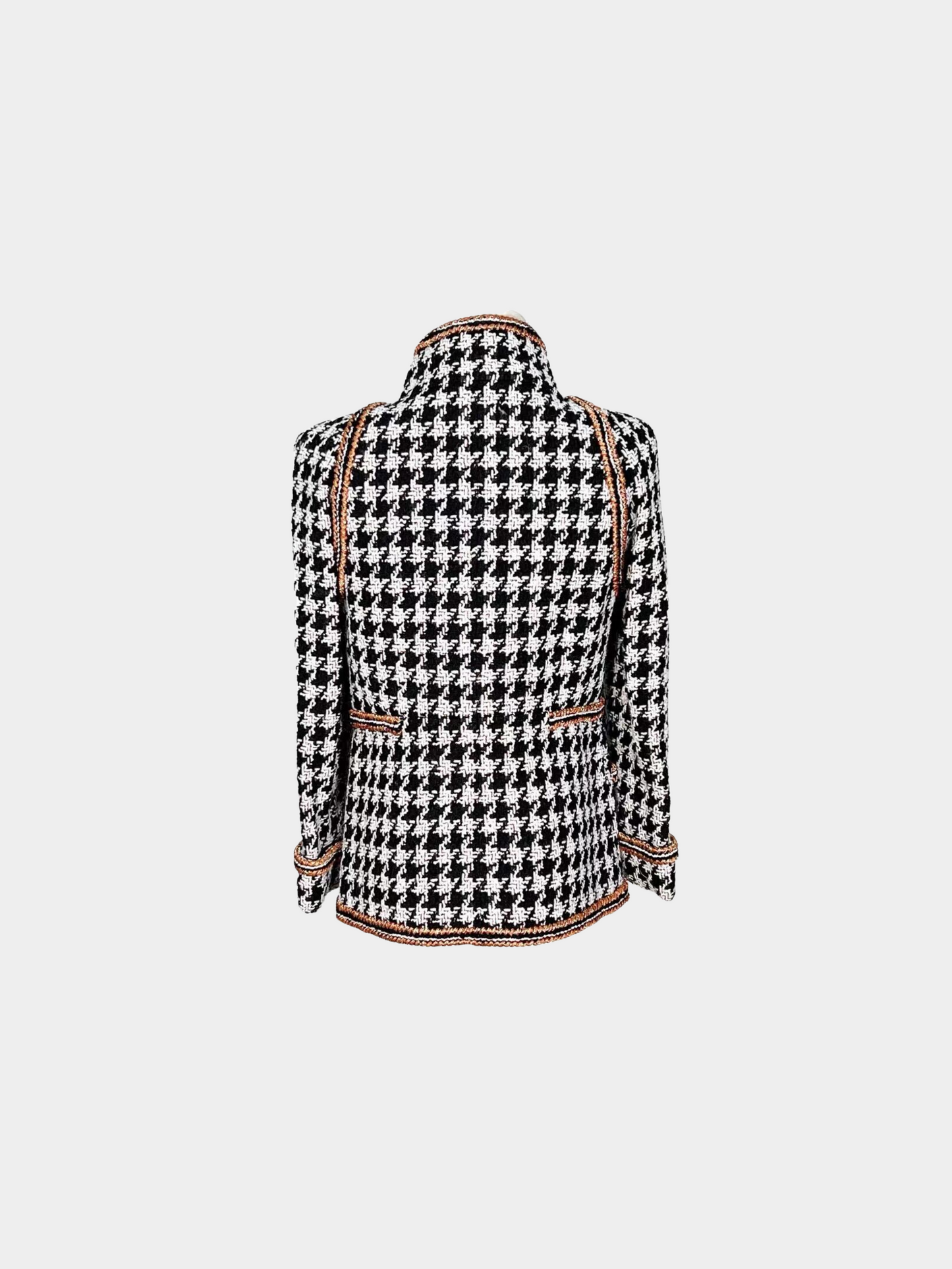 Chanel 2010s Black White Houndstooth Tweed Jacket