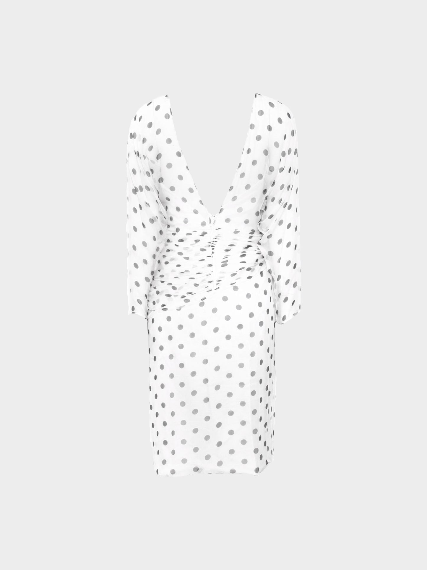 Vicky Tiel 1980s White Polka Dot Chiffon Dress