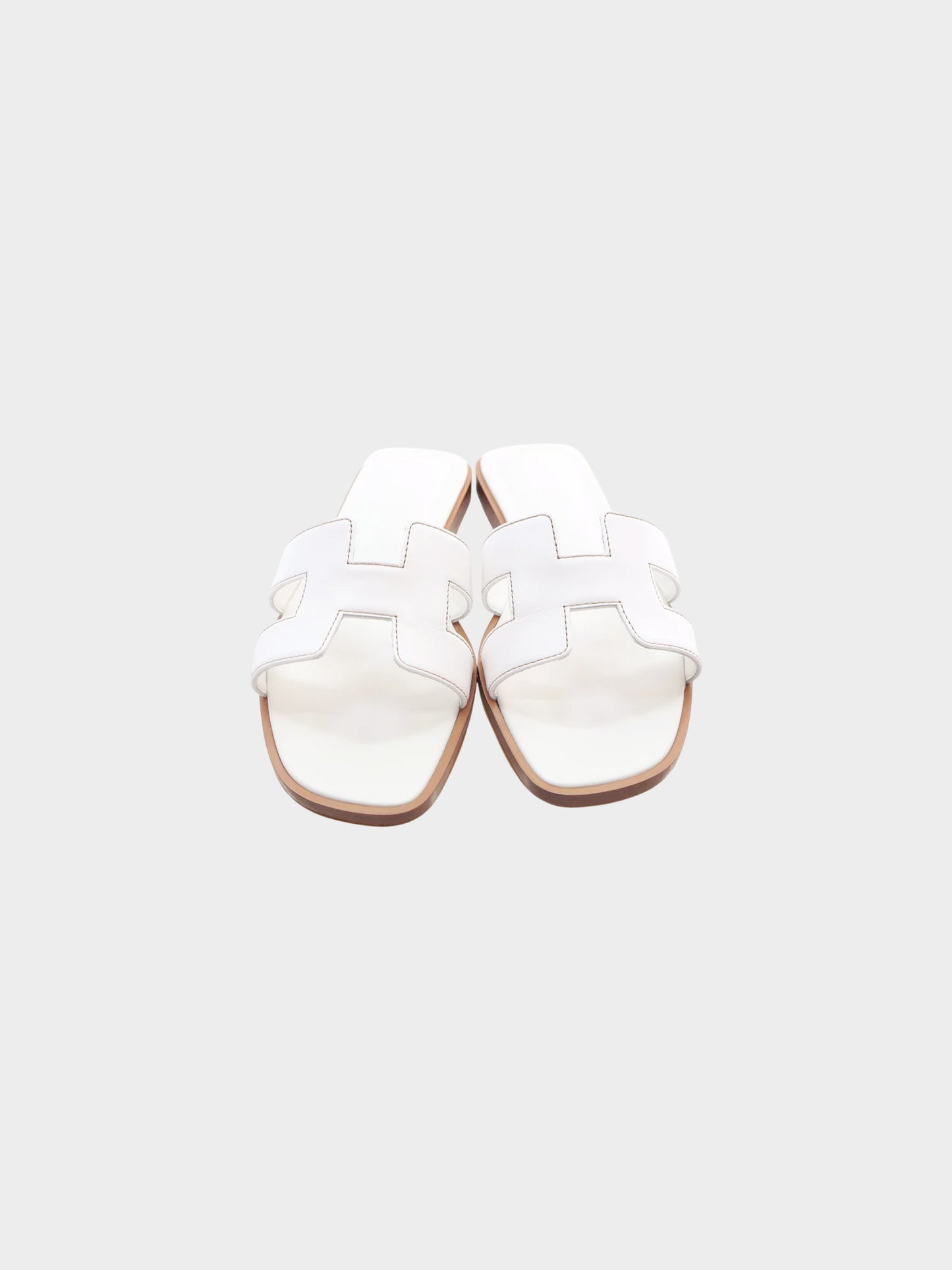 Hermes 2010s White Oran Leather Sandals