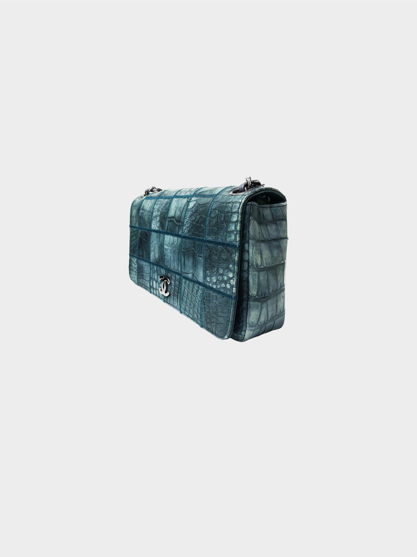 Chanel 2005-2006 Dark Blue Alligator Leather Flap Bag