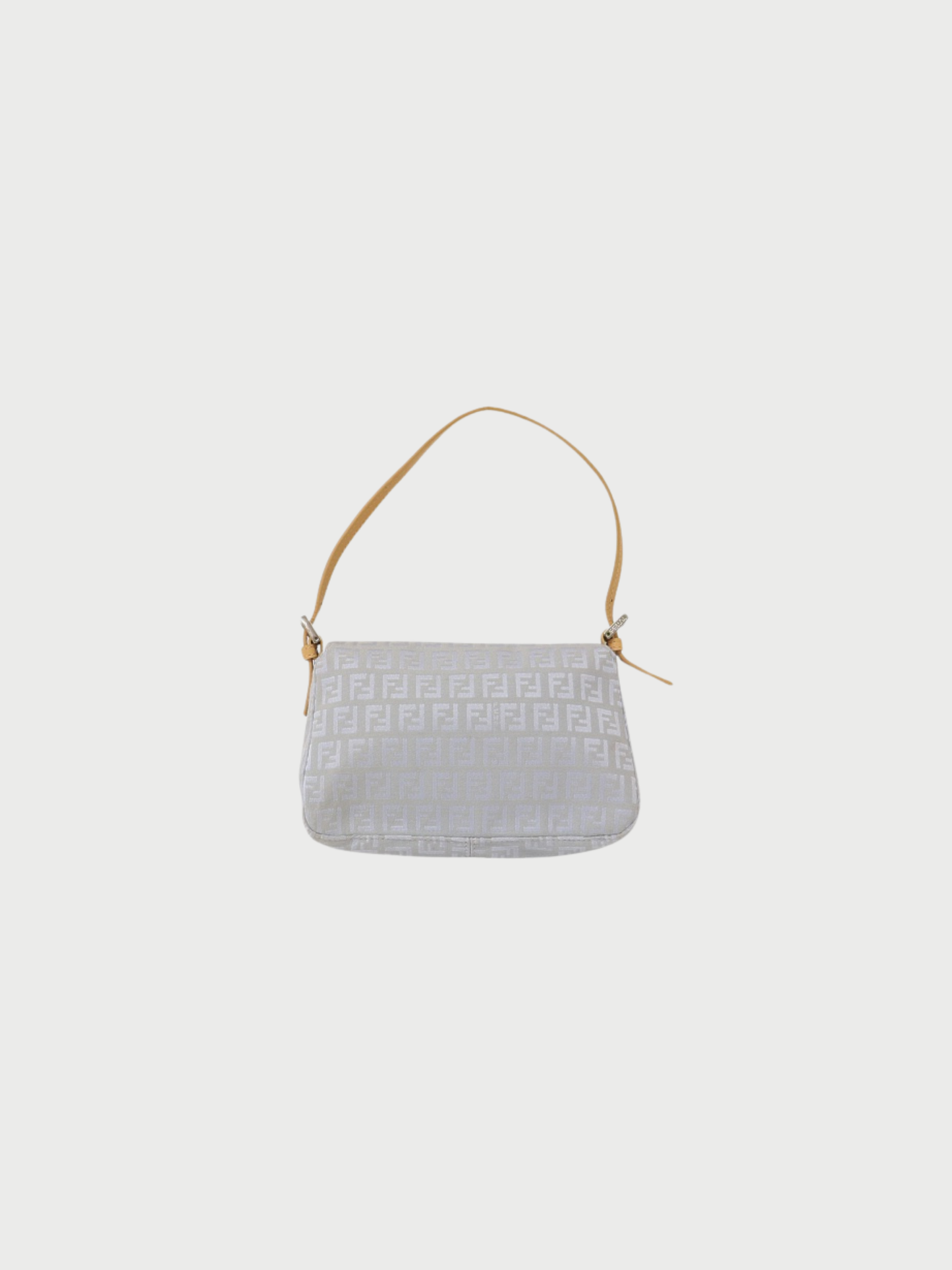 Fendi 2000s Light Blue Beige Zucchino Canvas Leather Mini Mamma Bucket Bag