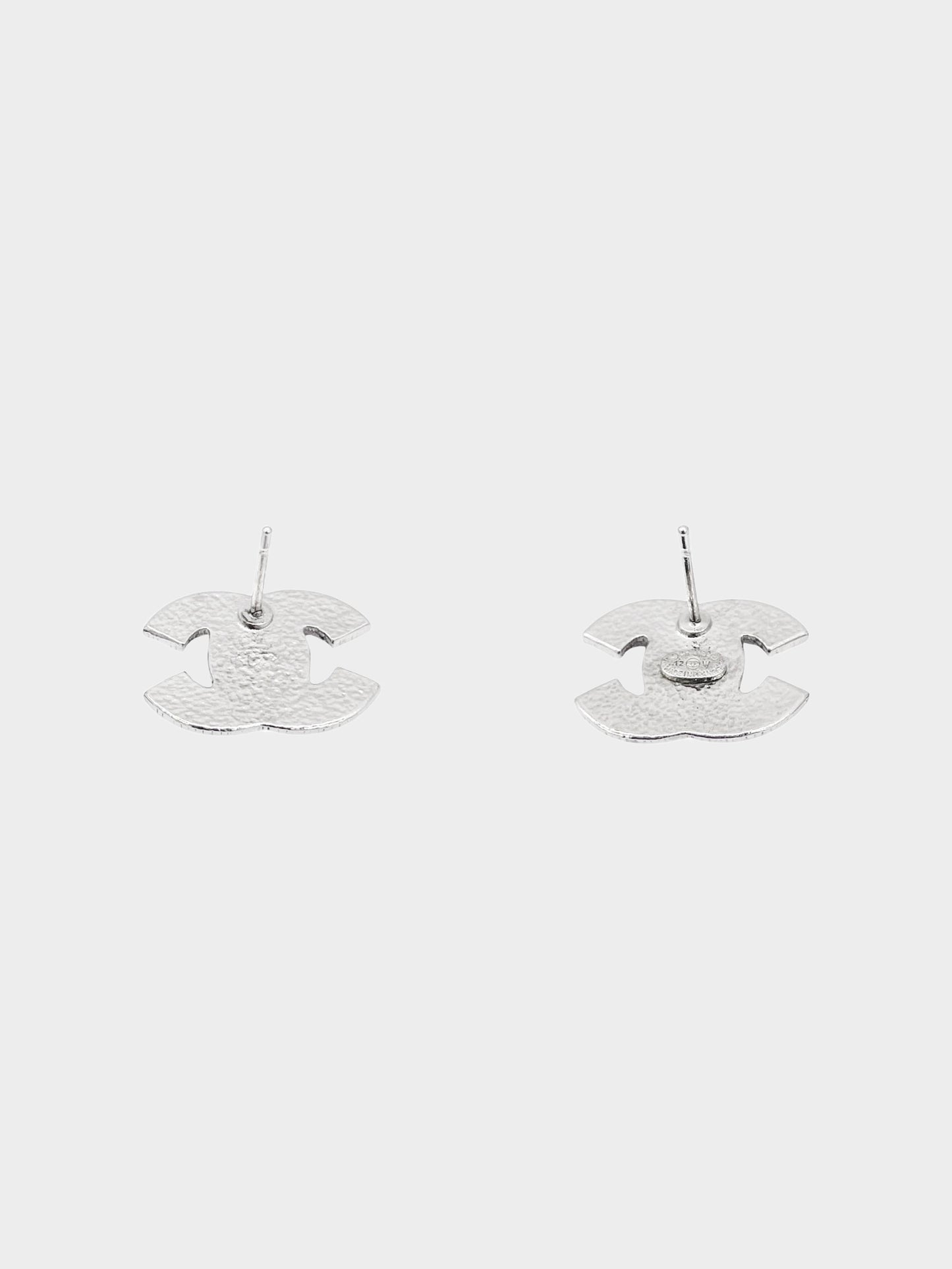 Chanel 2012 Silver CC Rhinestone Earrings
