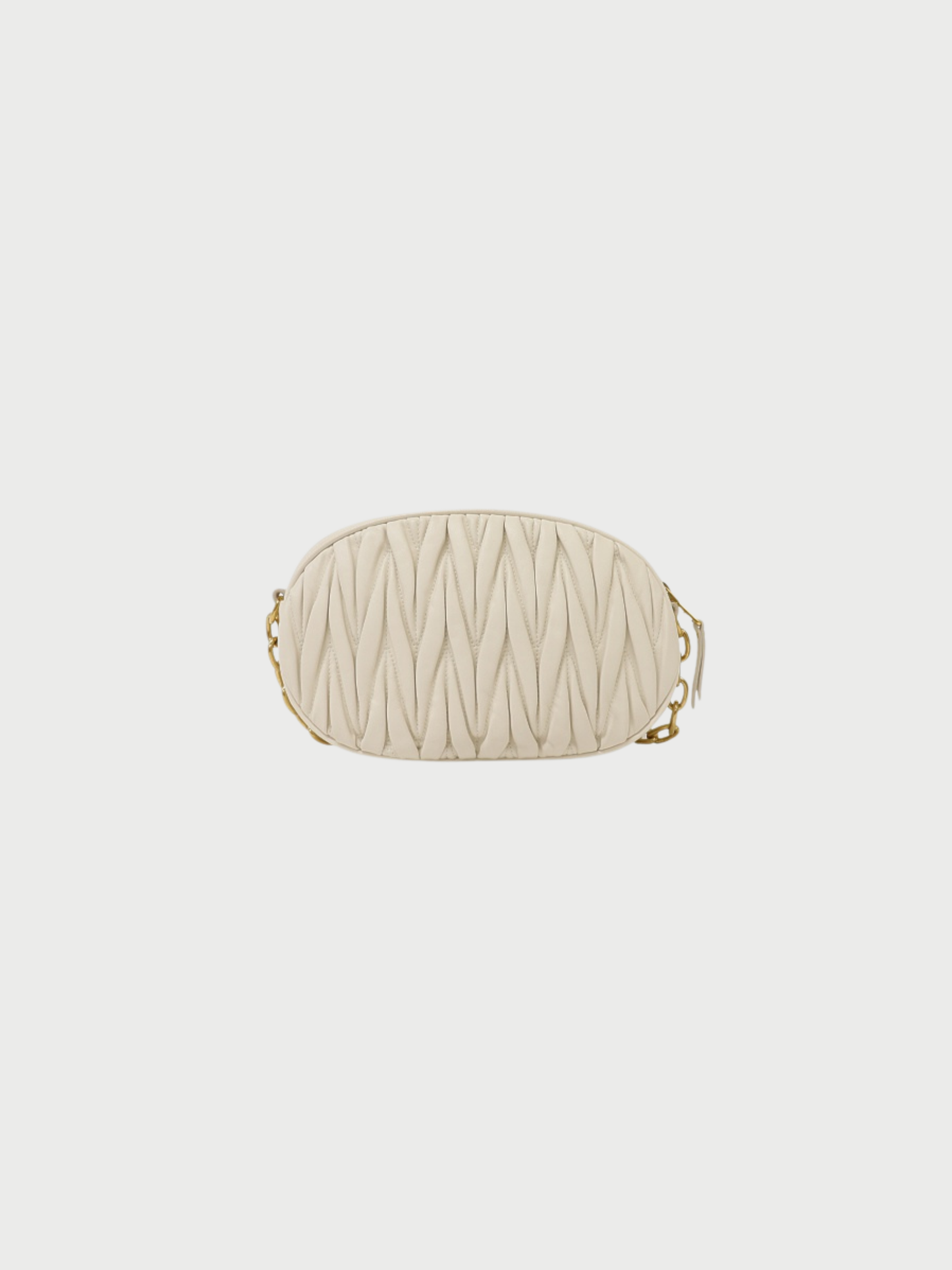 Miu Miu 2020s White Leather Matelassé Chain Shoulder Bag