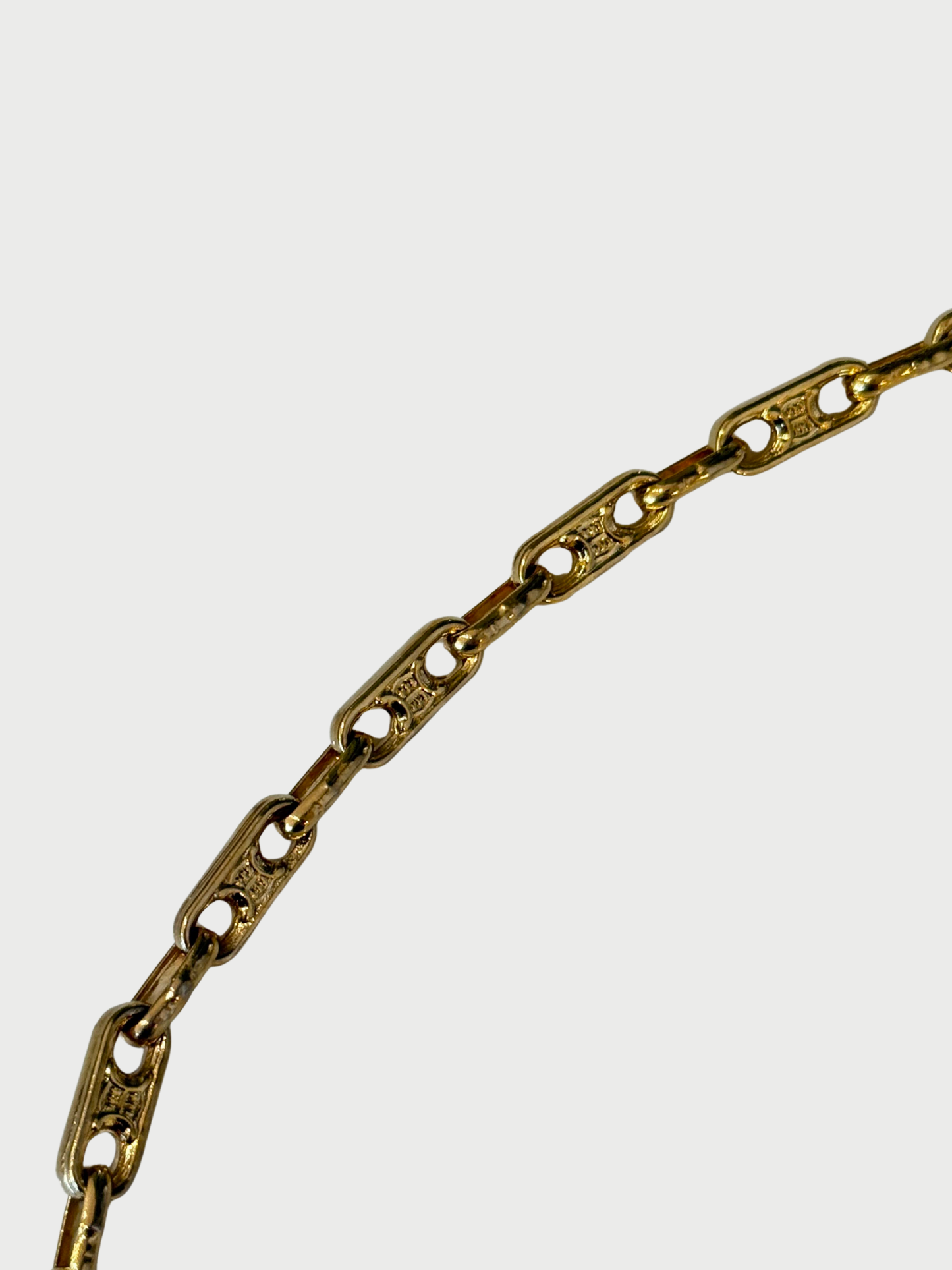 Celine 1990s Gold Triomphe Macadam Link Necklace