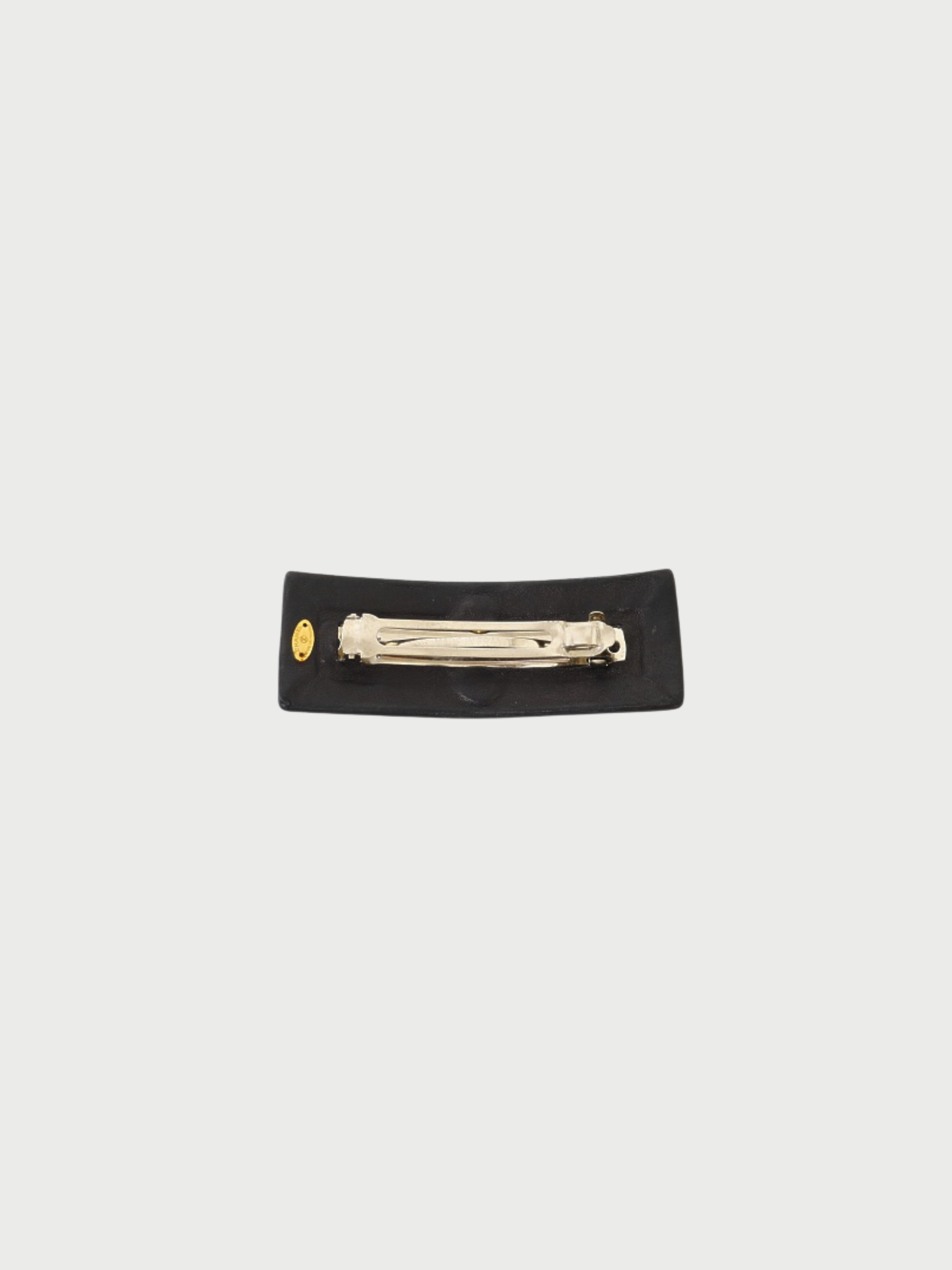 Chanel 1990s Black Leather COCO Barrette