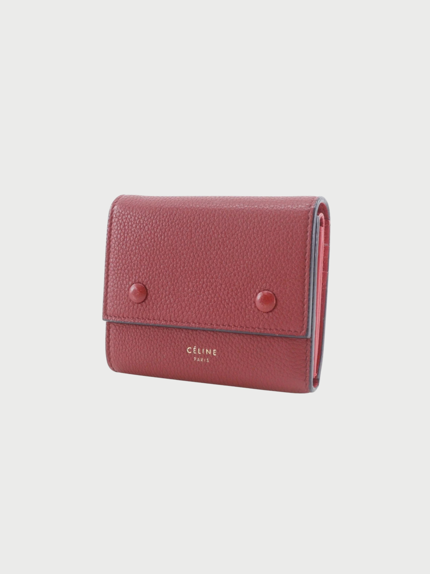 Celine 2010s Red Leather Small Folded Multifunction Tri-Fold Wallet