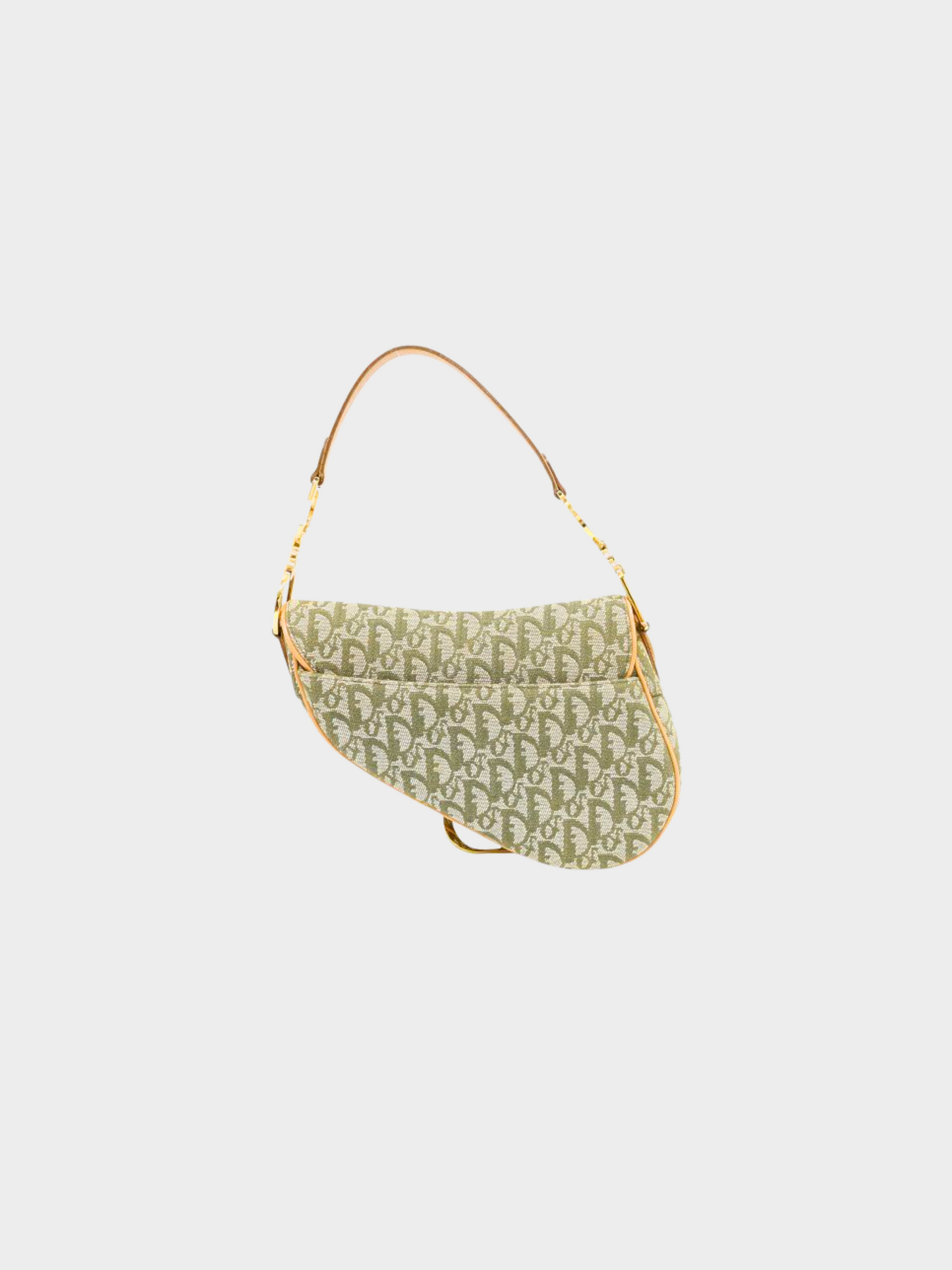 Christian Dior 2000s Khaki Green Trotter Canvas Saddle Bag