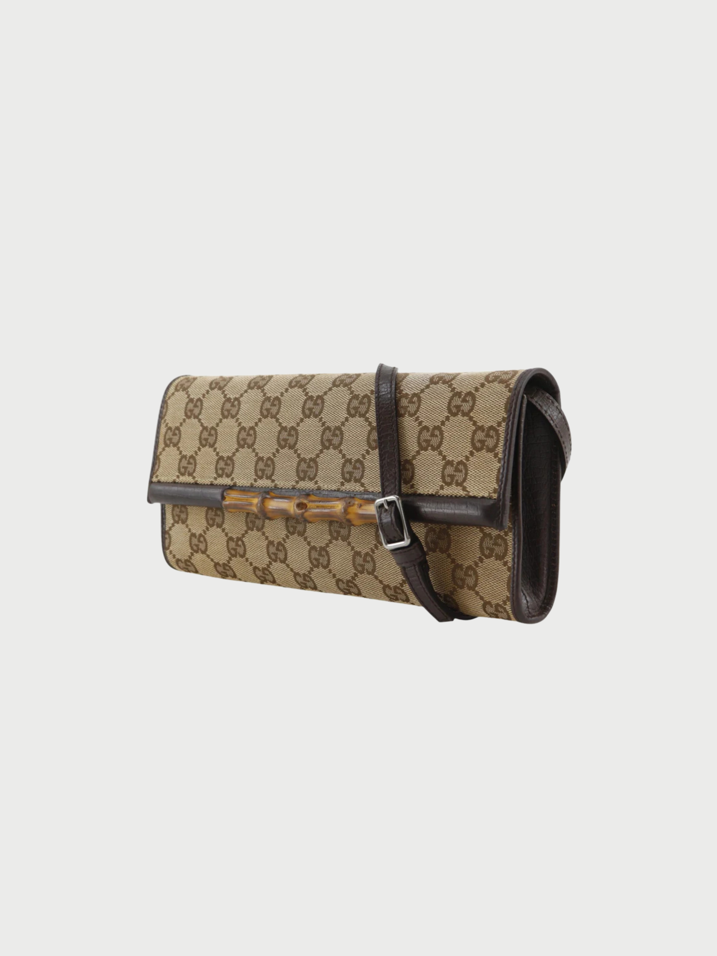 Gucci 2000s Brown GG Canvas Bamboo 2Way Shoulder Bag