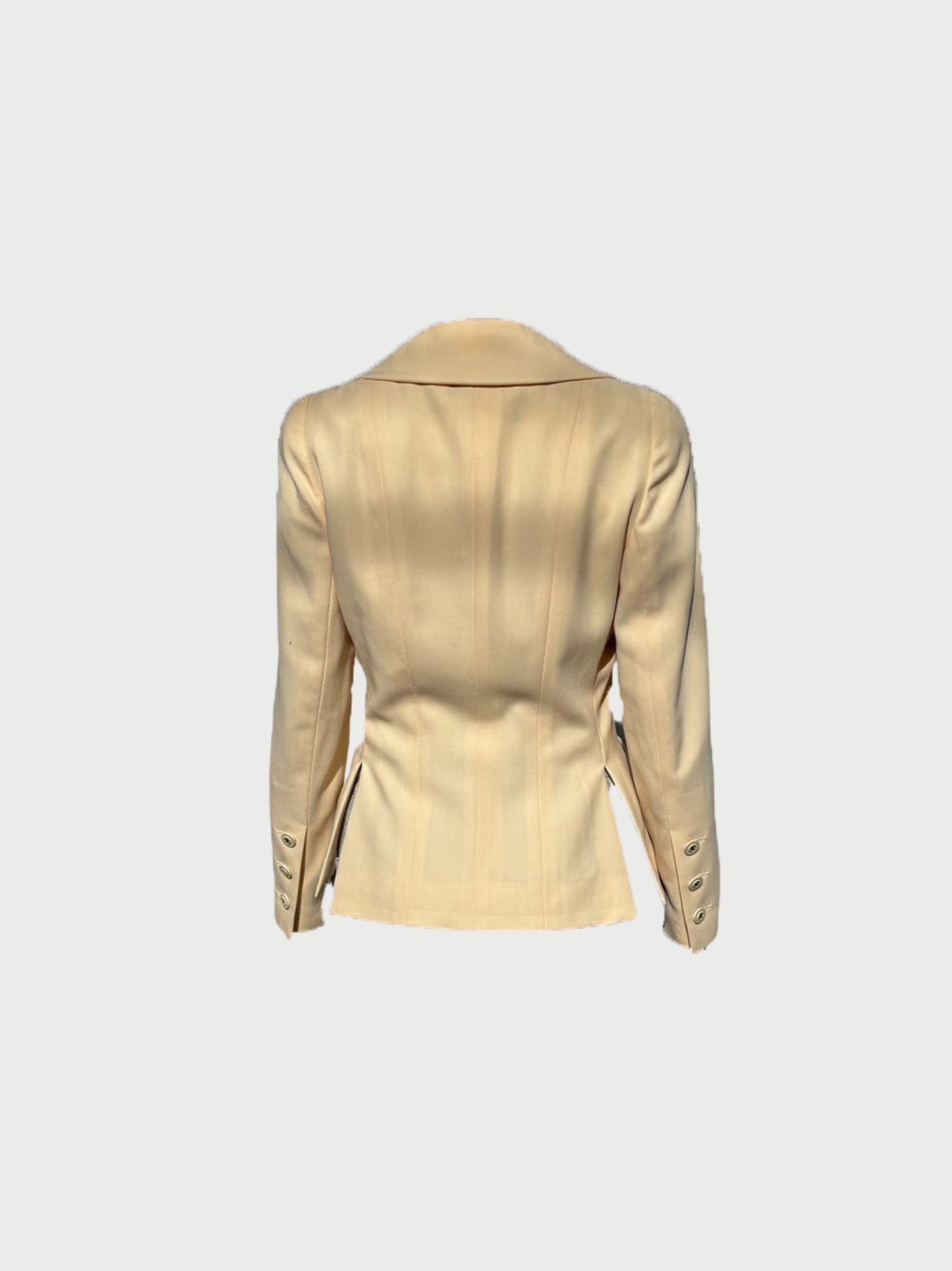 Chanel 2000s White Wool Silk COCO Button Jacket