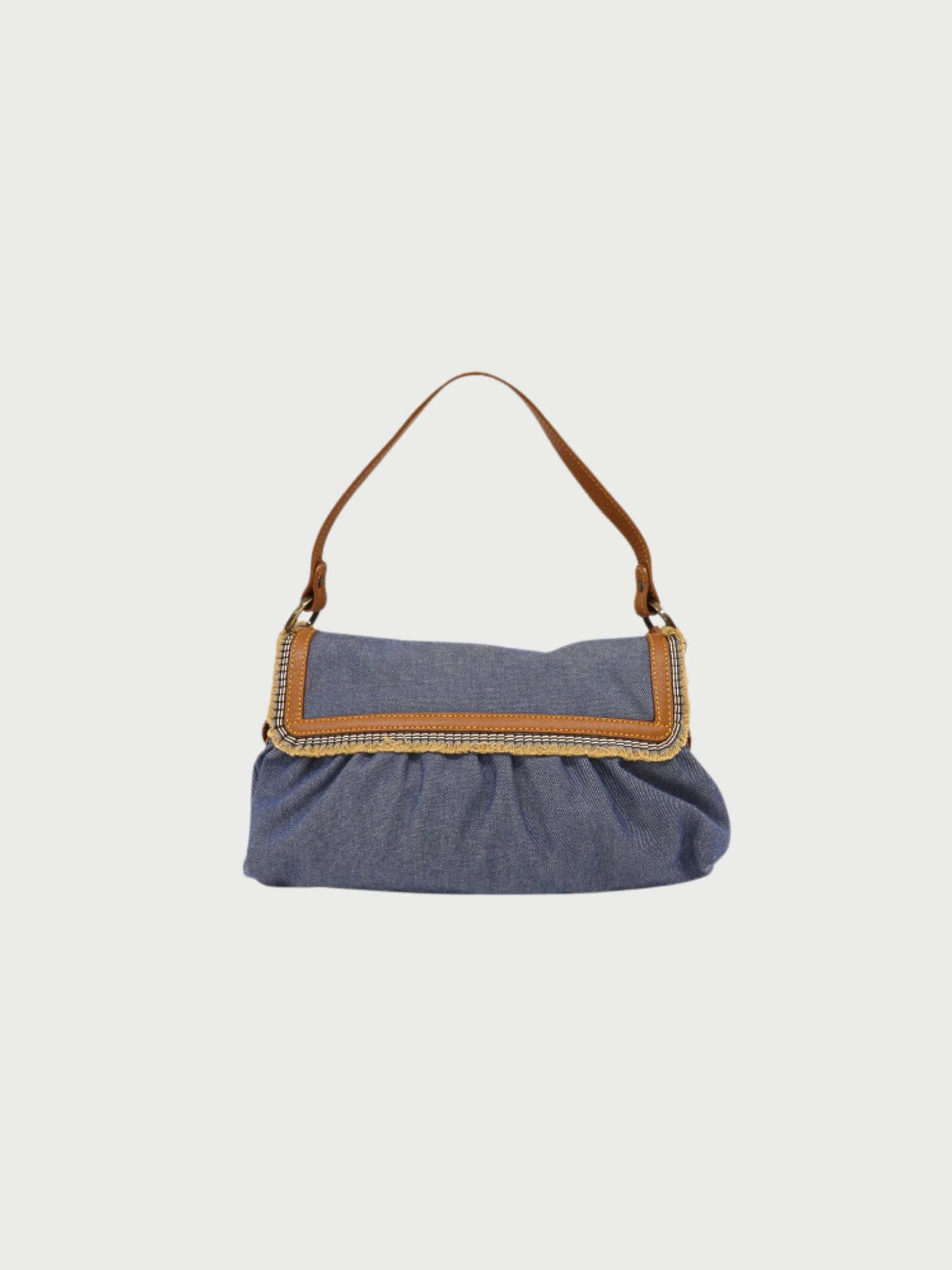 Fendi 2000s Blue Denim Leather One-Shoulder Bag