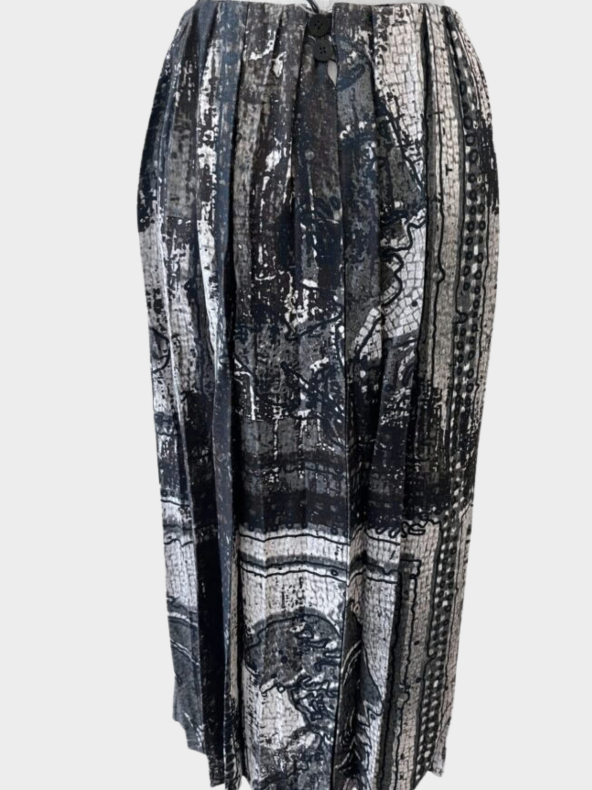 Miu Miu SS 2009 Green Roman Mosaic Print Pleated Skirt