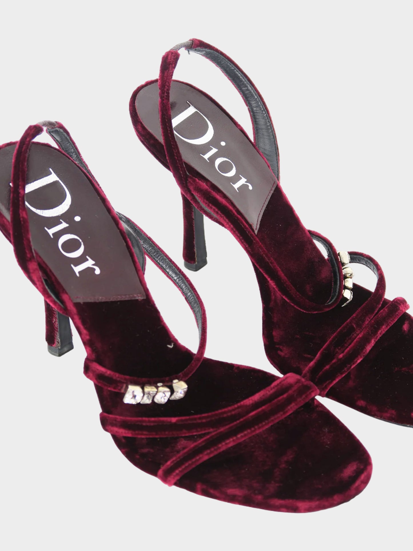 Christian Dior 2000s Bordeaux Velvet Slingback Heels