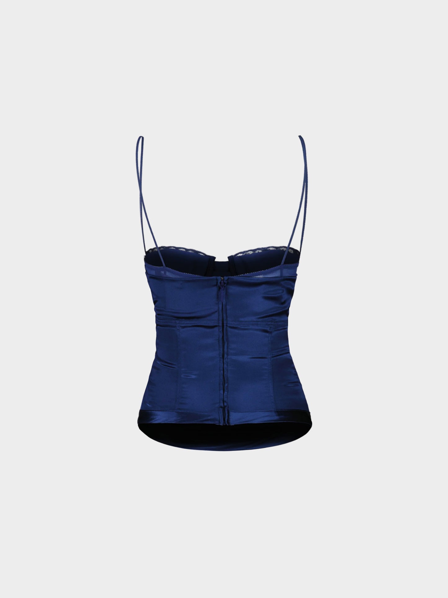 Roberto Cavalli 2000s Navy Silk Bustier Top