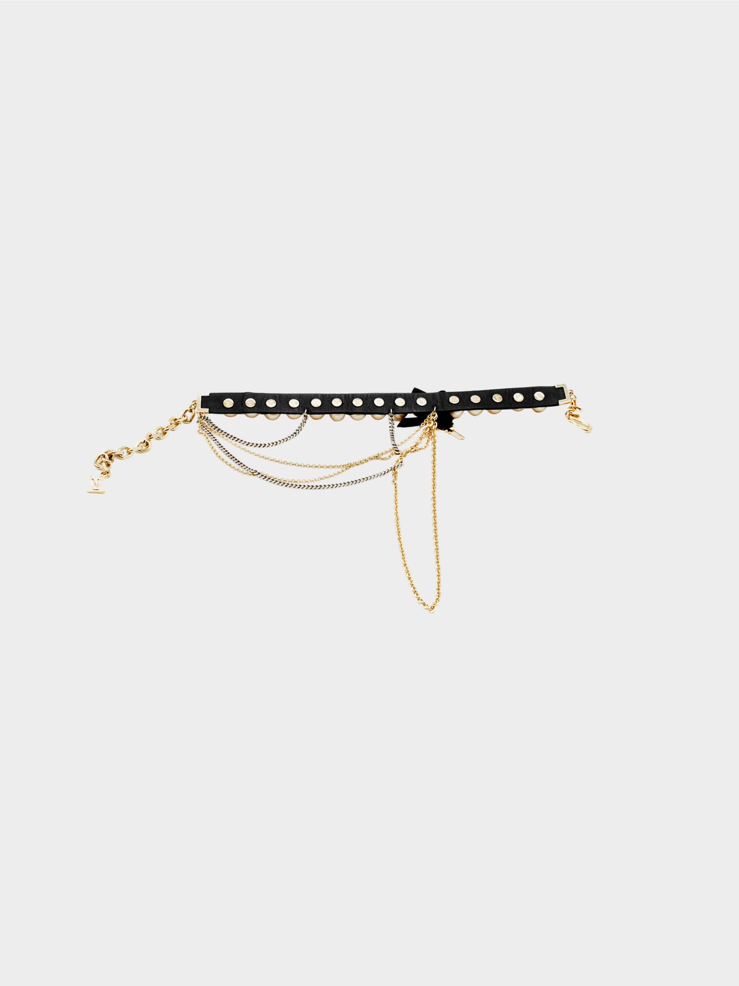 Louis Vuitton by Marc Jacobs FW 2004 Faux Pearl Key and Bow Motif Chain Necklace